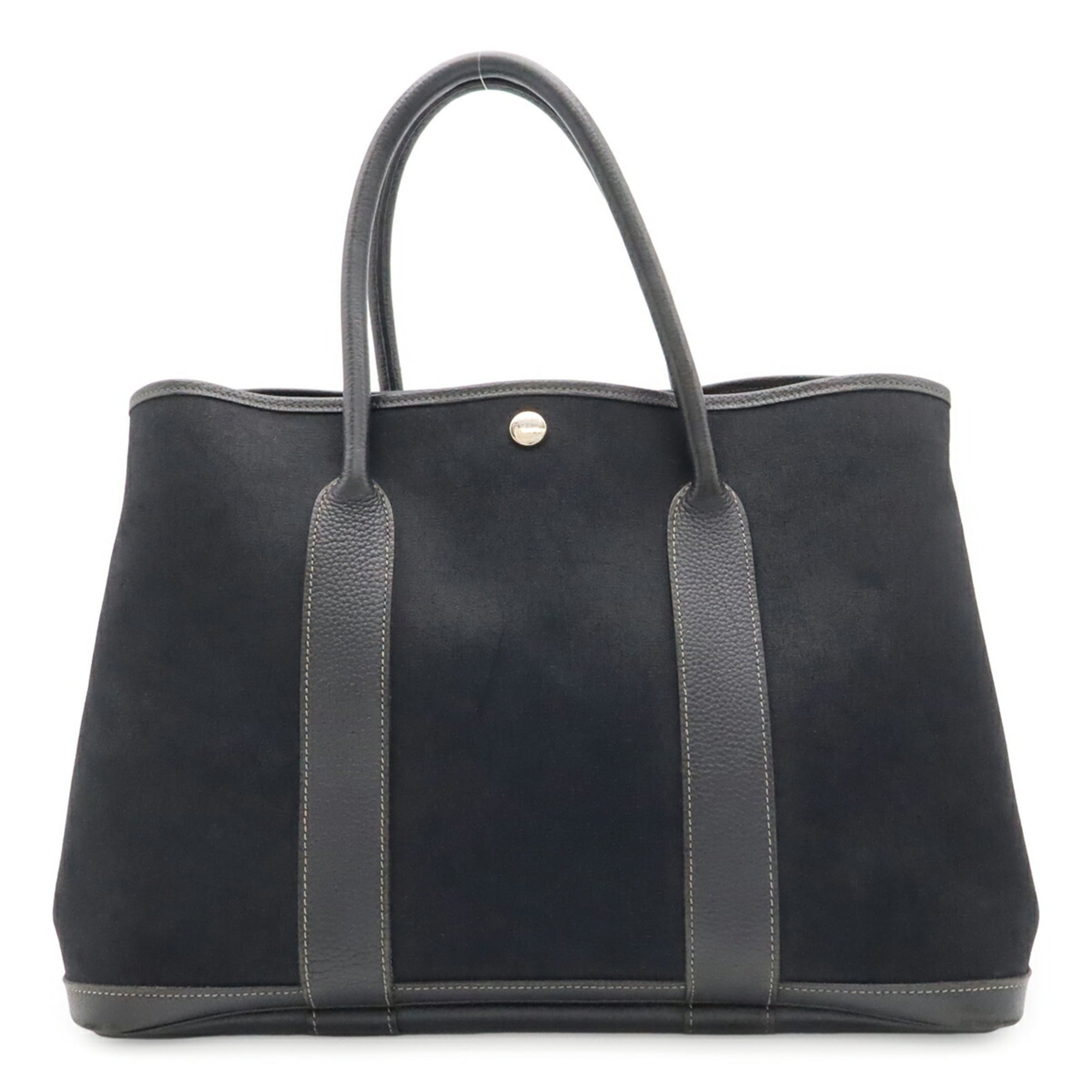 Hermes Black Toile Officier Handbag Shoulder Bag Tote Bag (Pre-Owned)