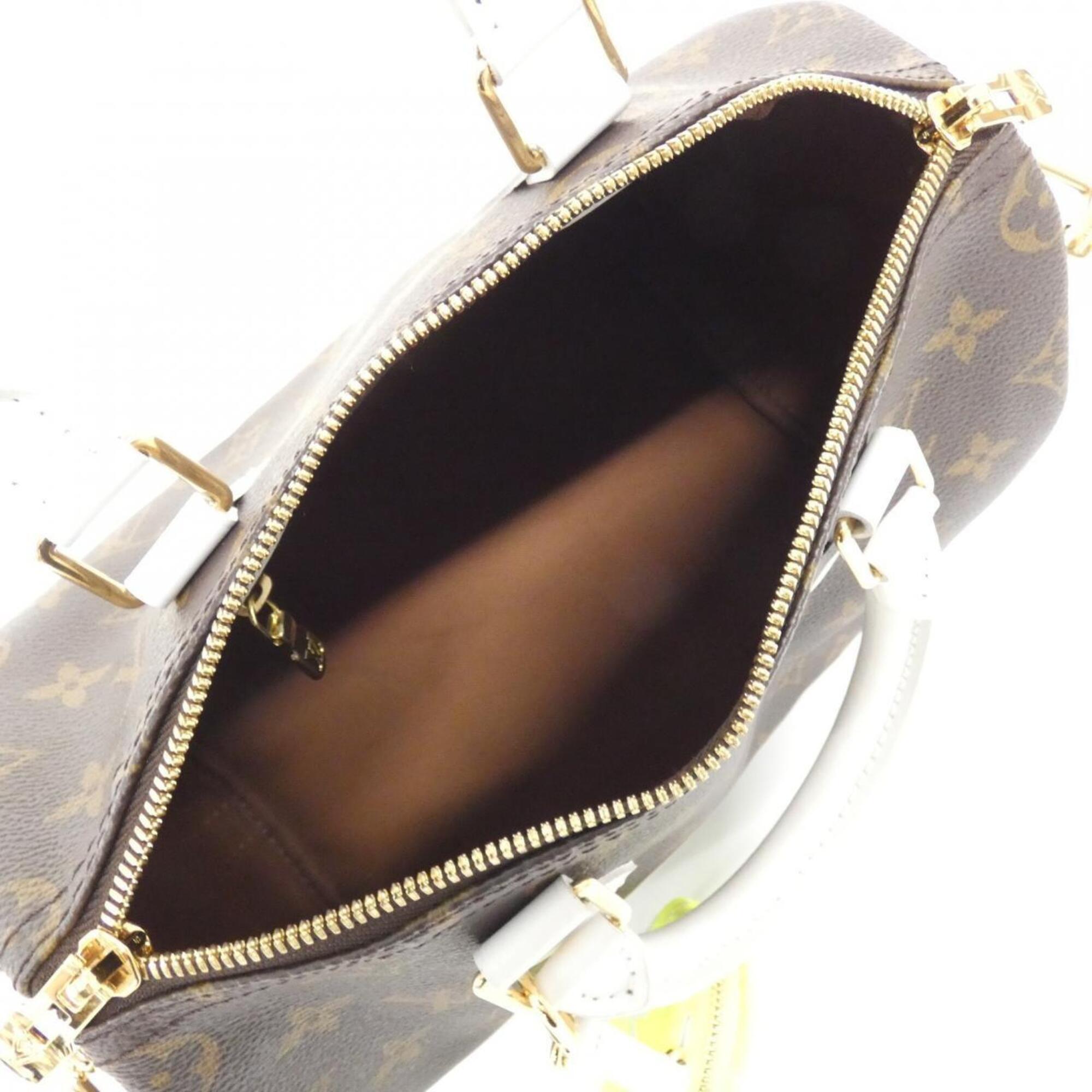 Louis Vuitton Blanc Marron Coated Canvas Leather Boston Bag Pouch (Pre-Owned)