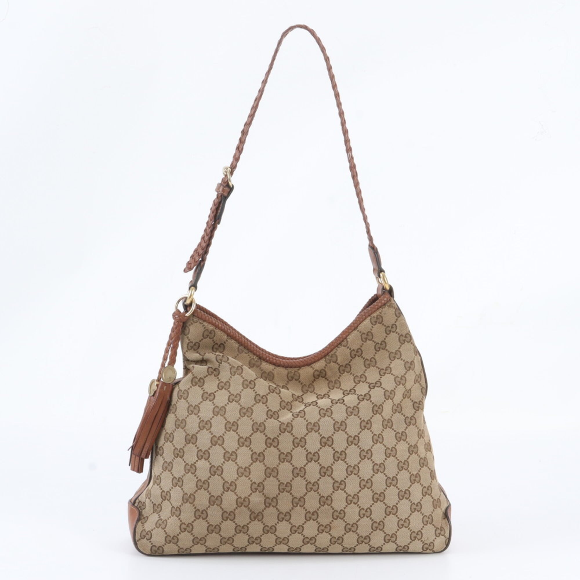 Gucci Beige Gg Canvas Handbag Shoulder Bag Tote Bag (Pre-Owned)