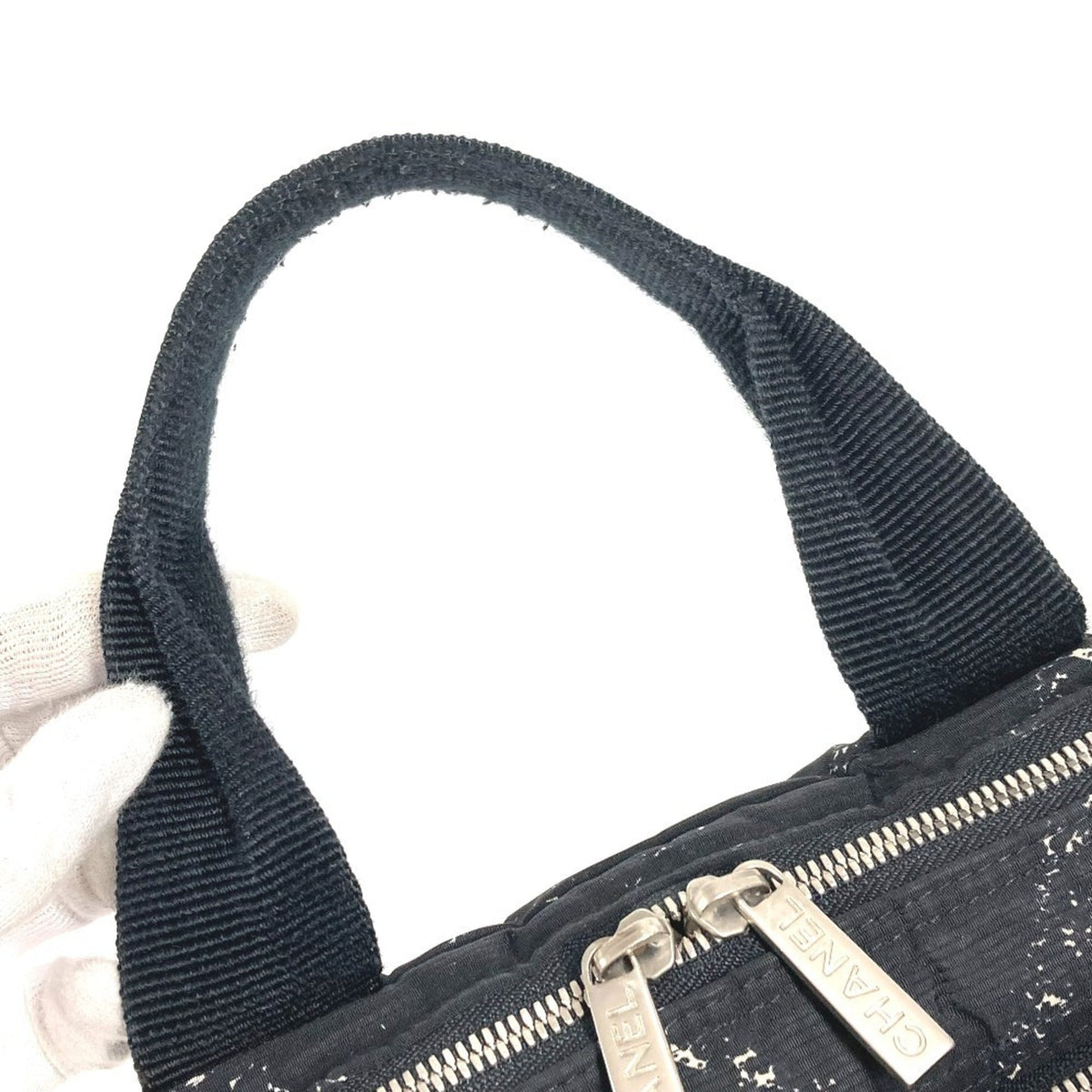Chanel Travel Line Black White Nylon Handbag Tote Bag (Pre-Owned)
