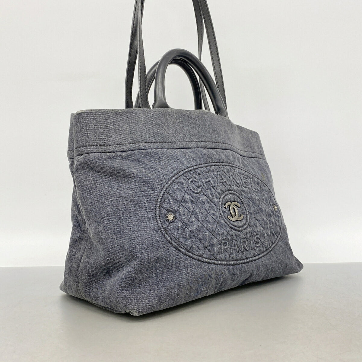 Chanel Gray Denim Handbag (Pre-Owned)