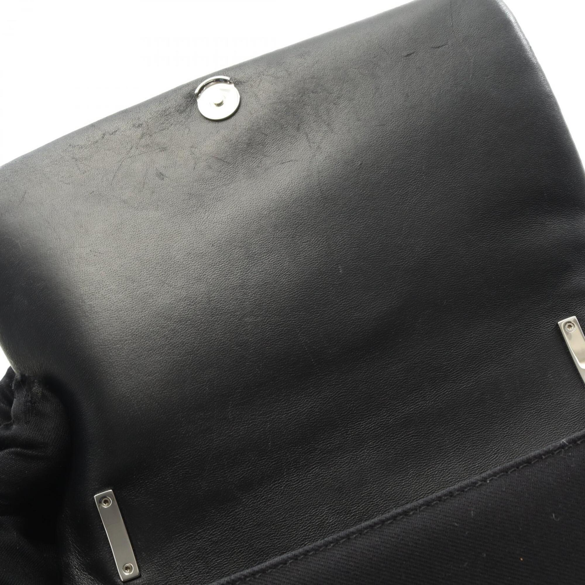 Burberry Black Canvas Leather Handbag Shoulder Bag (Pre-Owned)