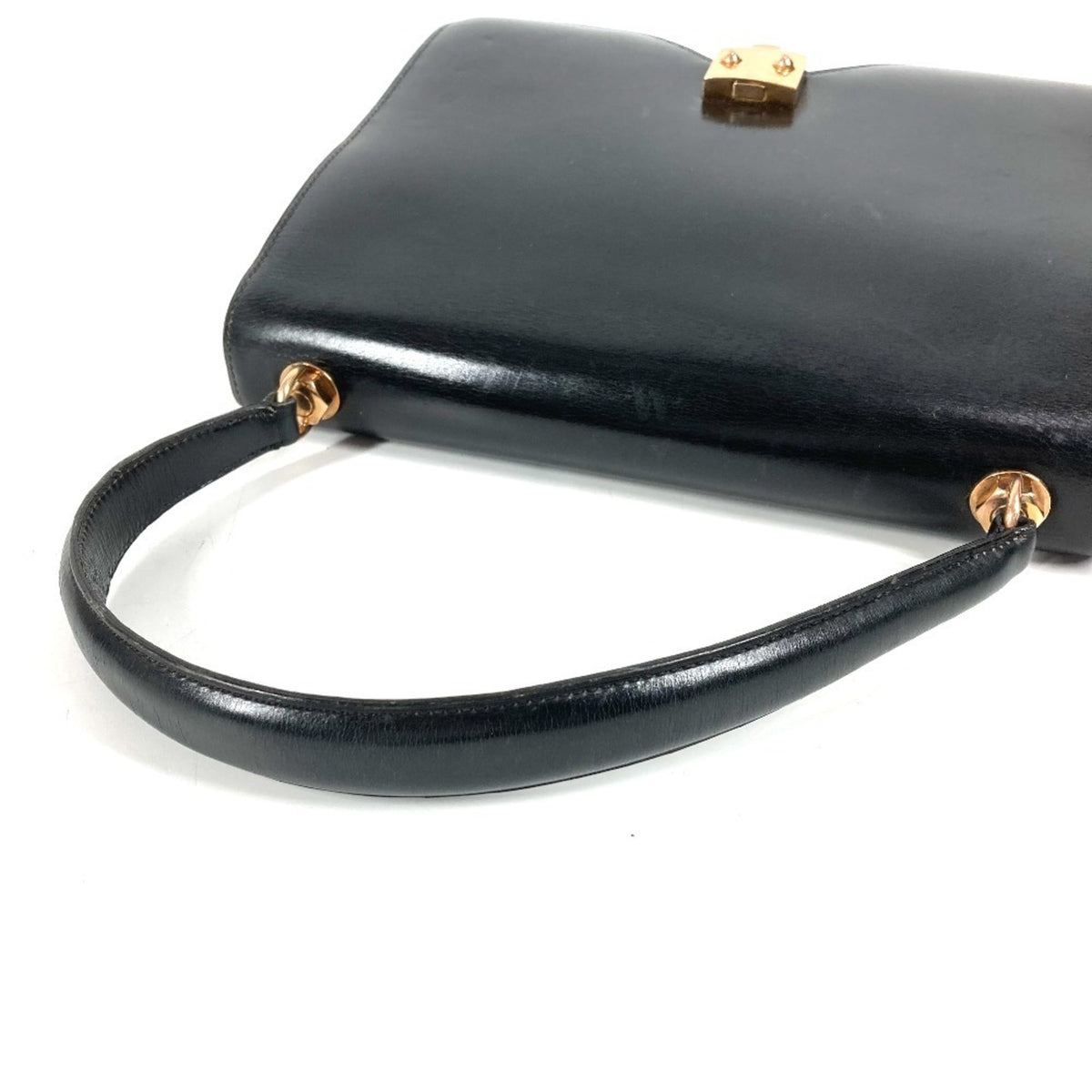 Hermes Black Box Calf Leather Handbag Tote Bag (Pre-Owned)