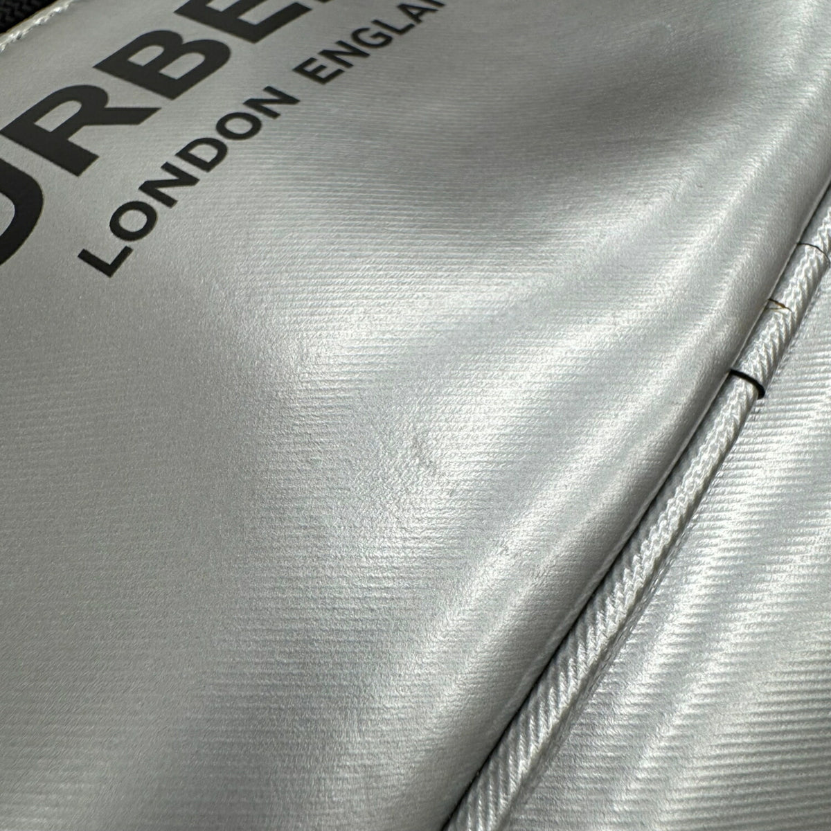 Burberry Metallic Silver Canvas Leather Shoulder Bag Sling Bag (Pre-Owned)