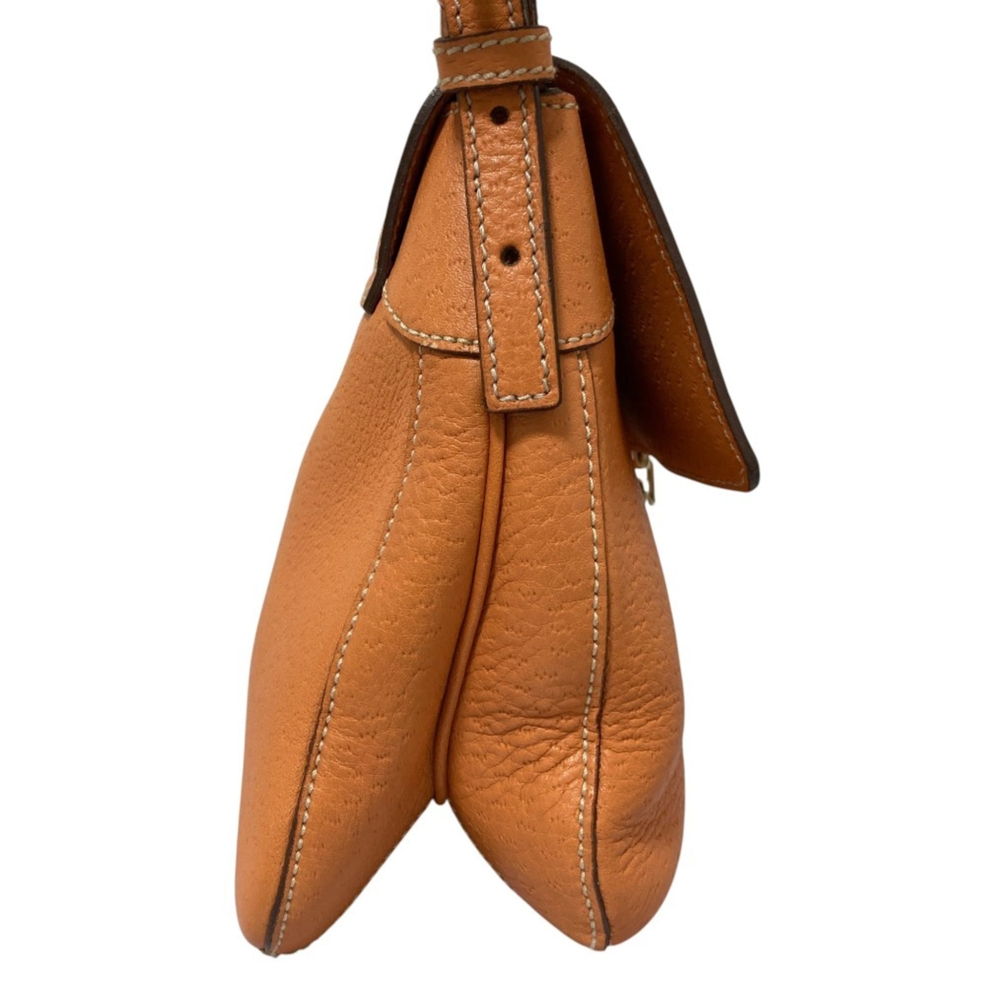 Salvatore Ferragamo Gancini Orange Leather Shoulder Bag (Pre-Owned)