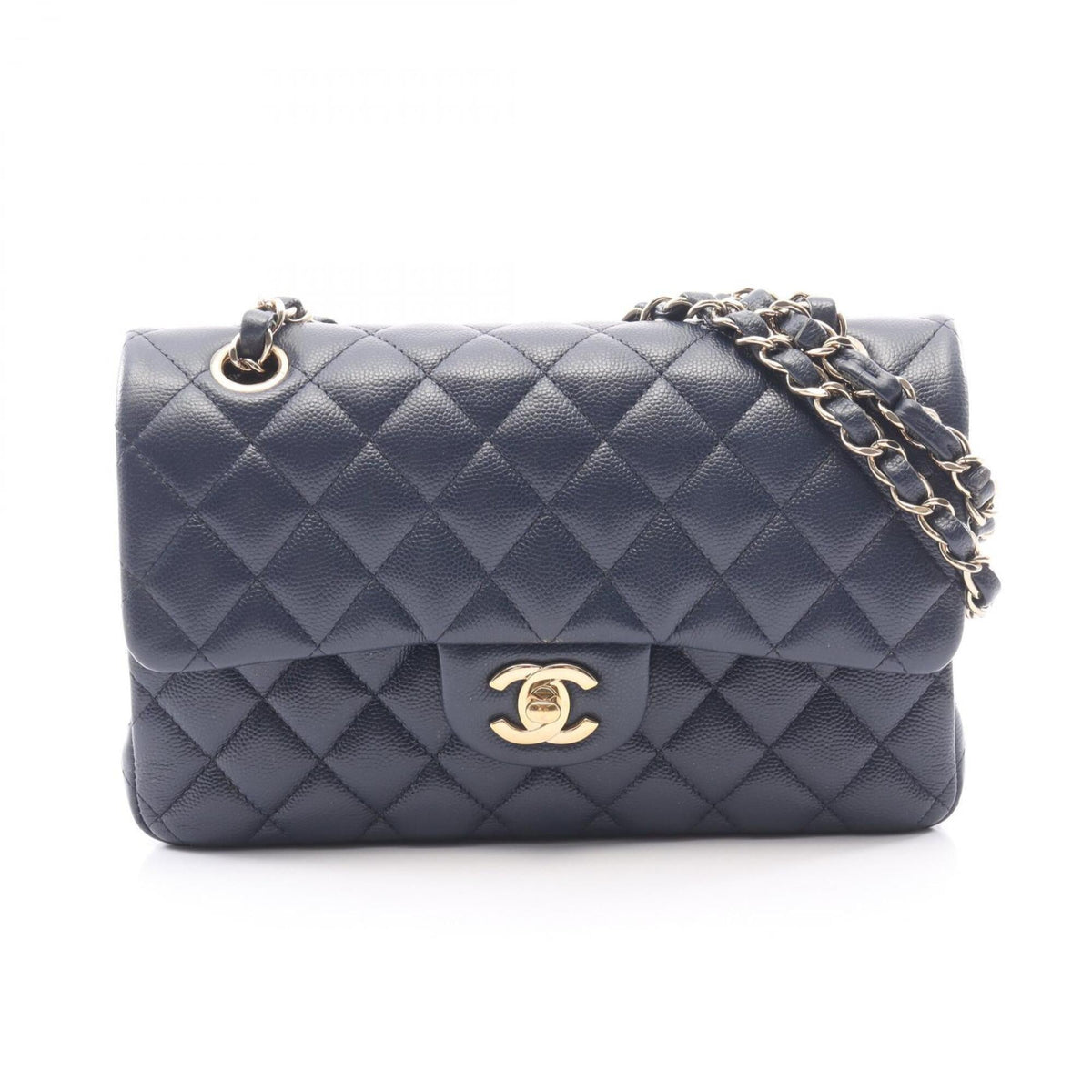 Chanel Navy Grained Calfskin Handbag Shoulder Bag (Pre-Owned)