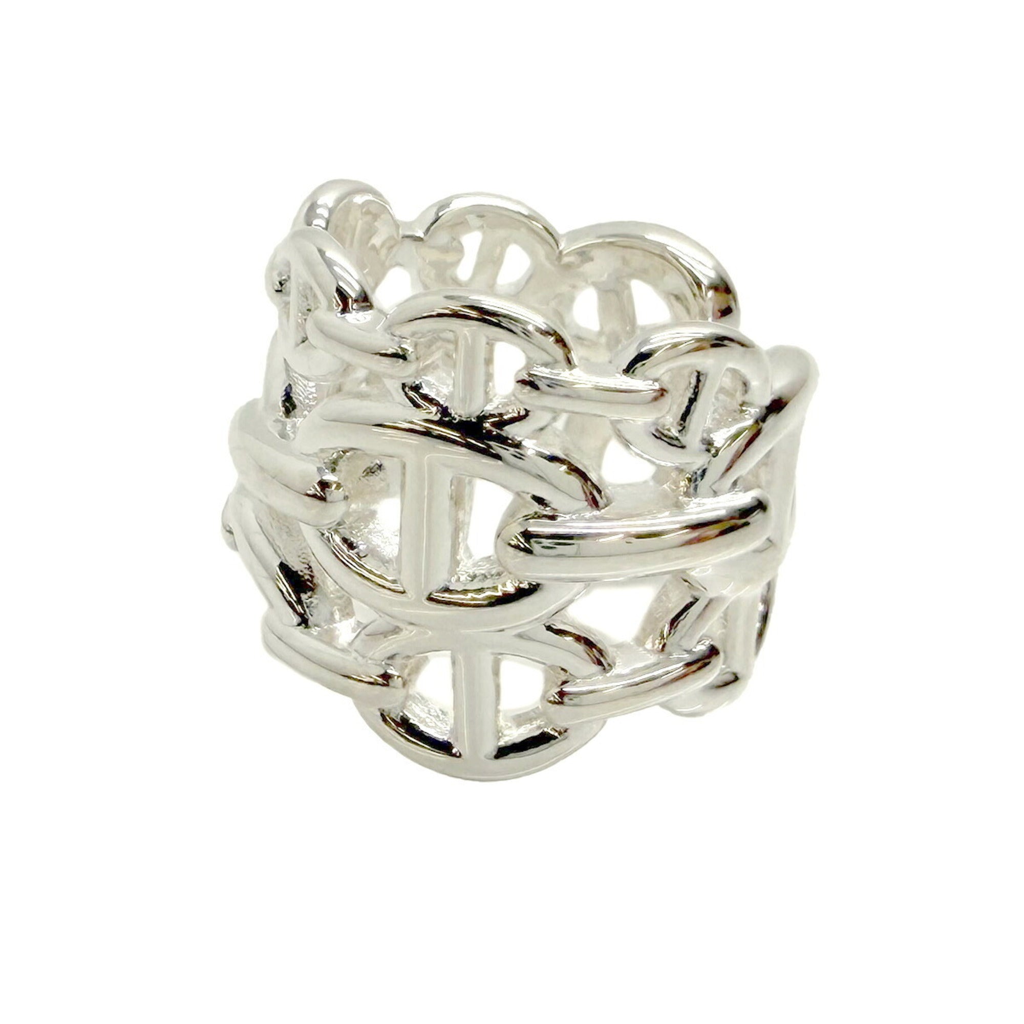 Hermes Silver Silver 925 Band Ring (Pre-Owned)