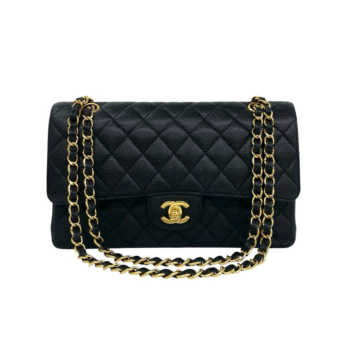 Chanel Black Grained Calfskin Shoulder Bag (Pre-Owned)