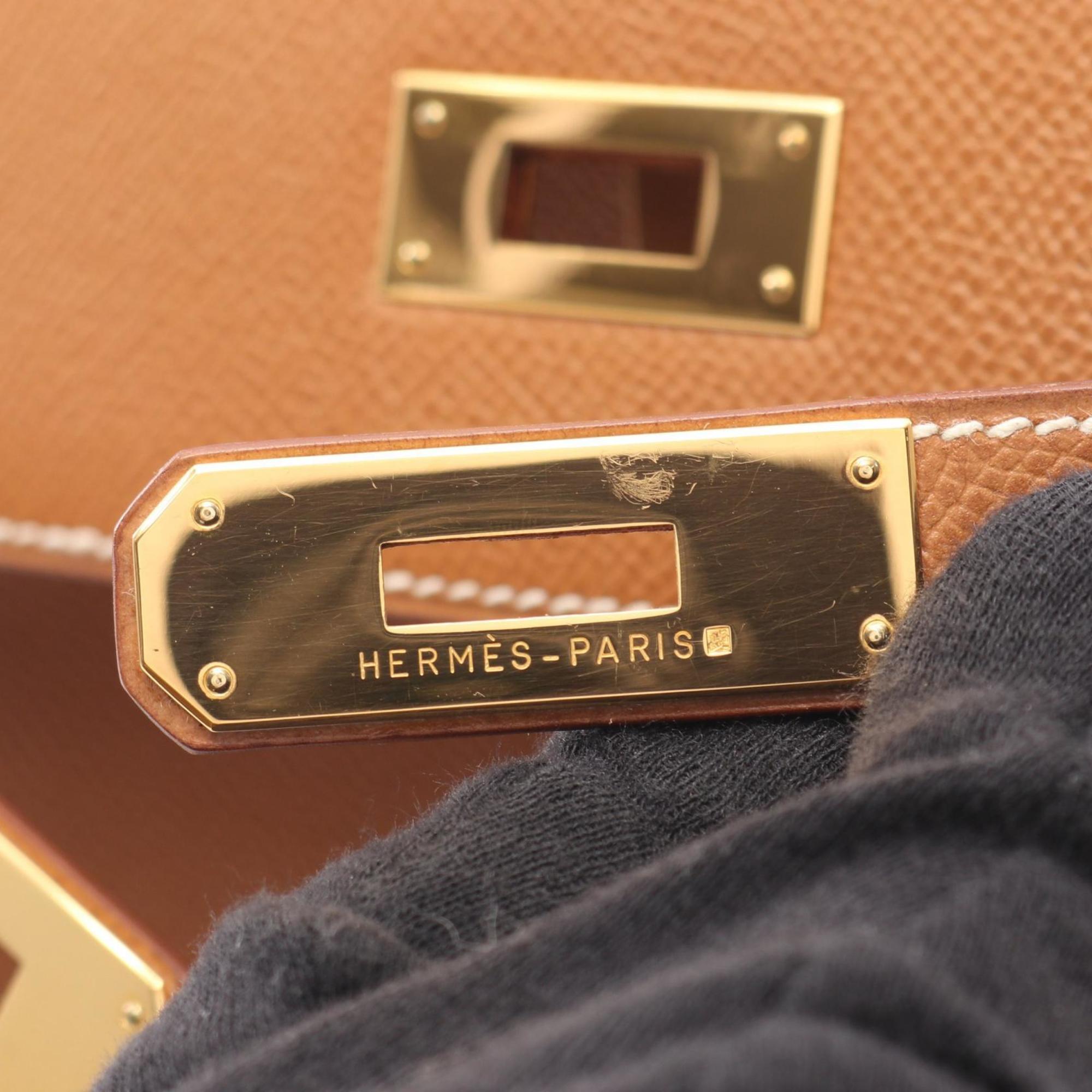 Hermes Brown Gold Brown Courchevel Leather Leather Handbag (Pre-Owned)