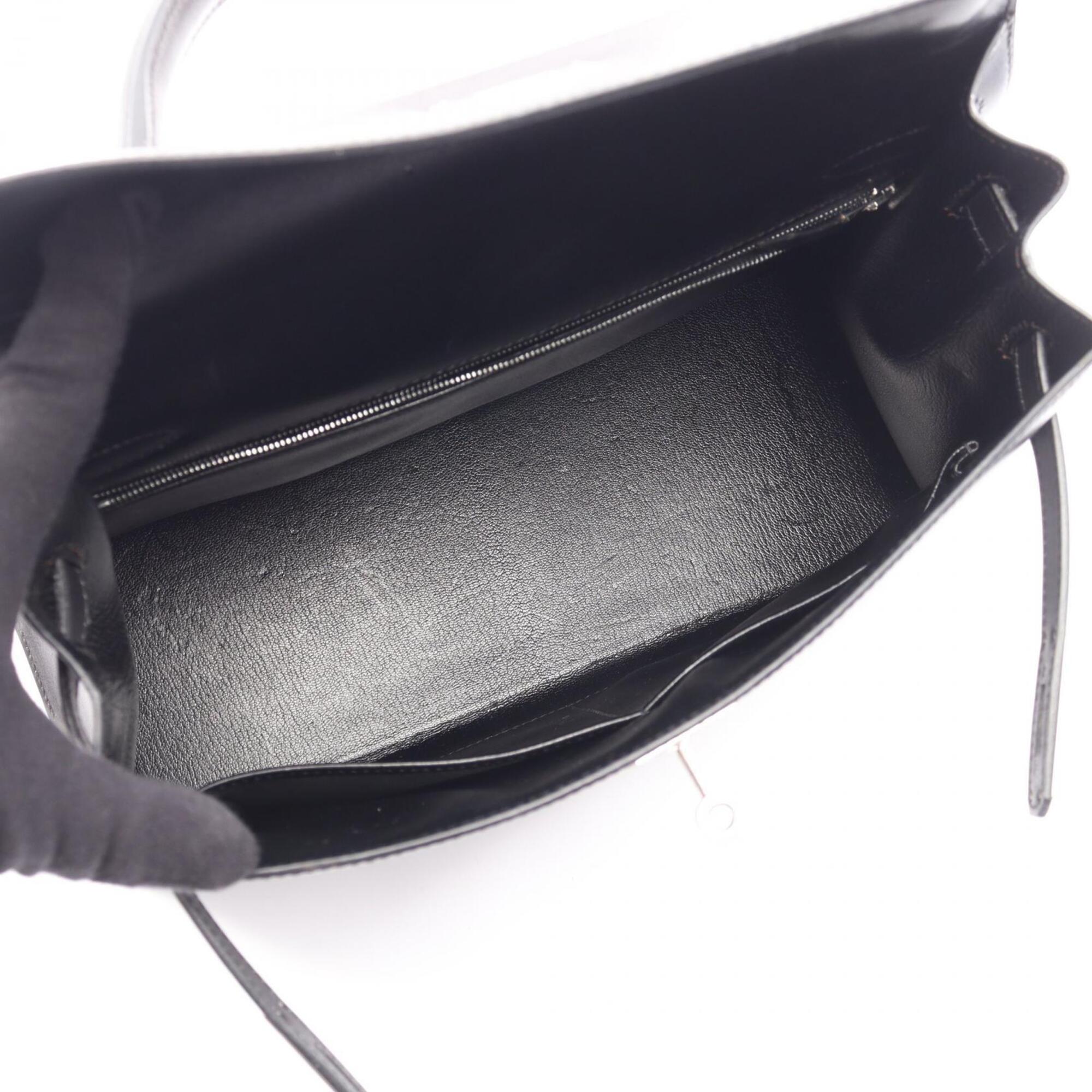 Hermes Black Box Calf Leather Leather Handbag (Pre-Owned)