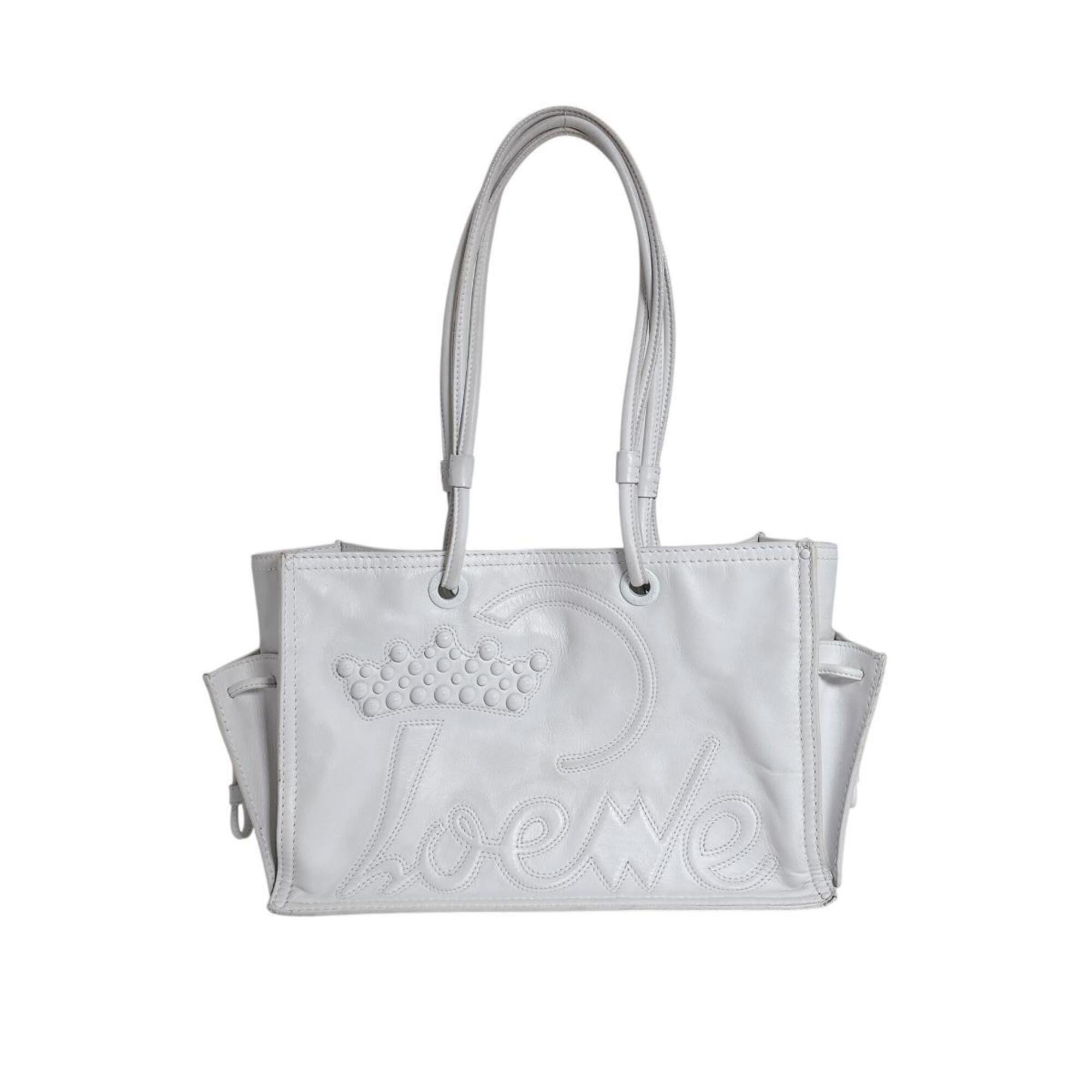Loewe White Leather Shoulder Bag Tote Bag (Pre-Owned)