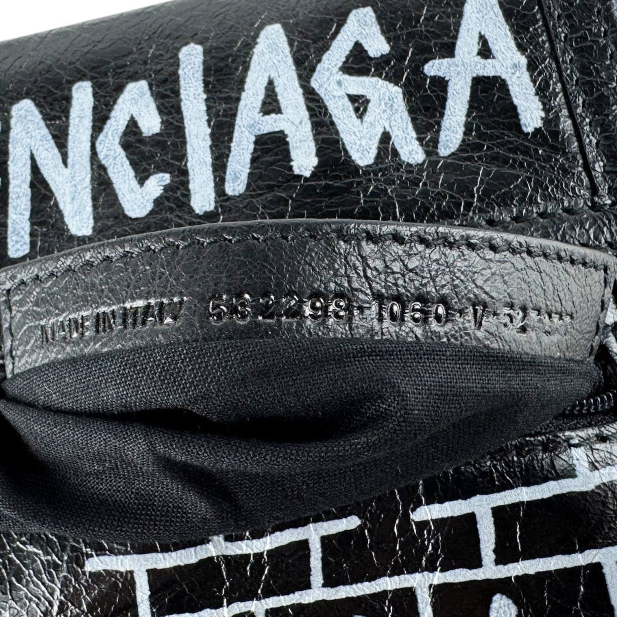 Balenciaga Black White Leather Handbag Pochette Pouch (Pre-Owned)