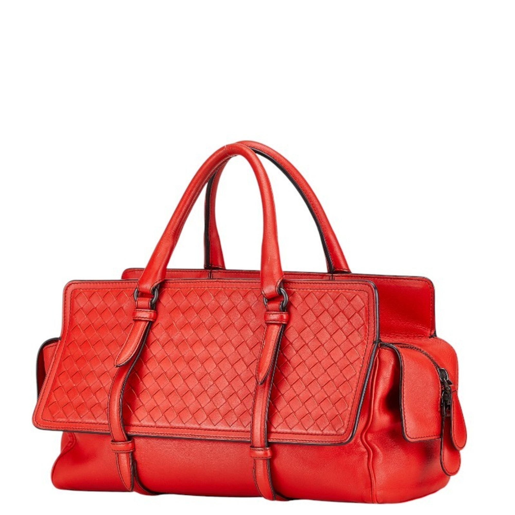Bottega Veneta Red Color Leather Handbag (Pre-Owned)
