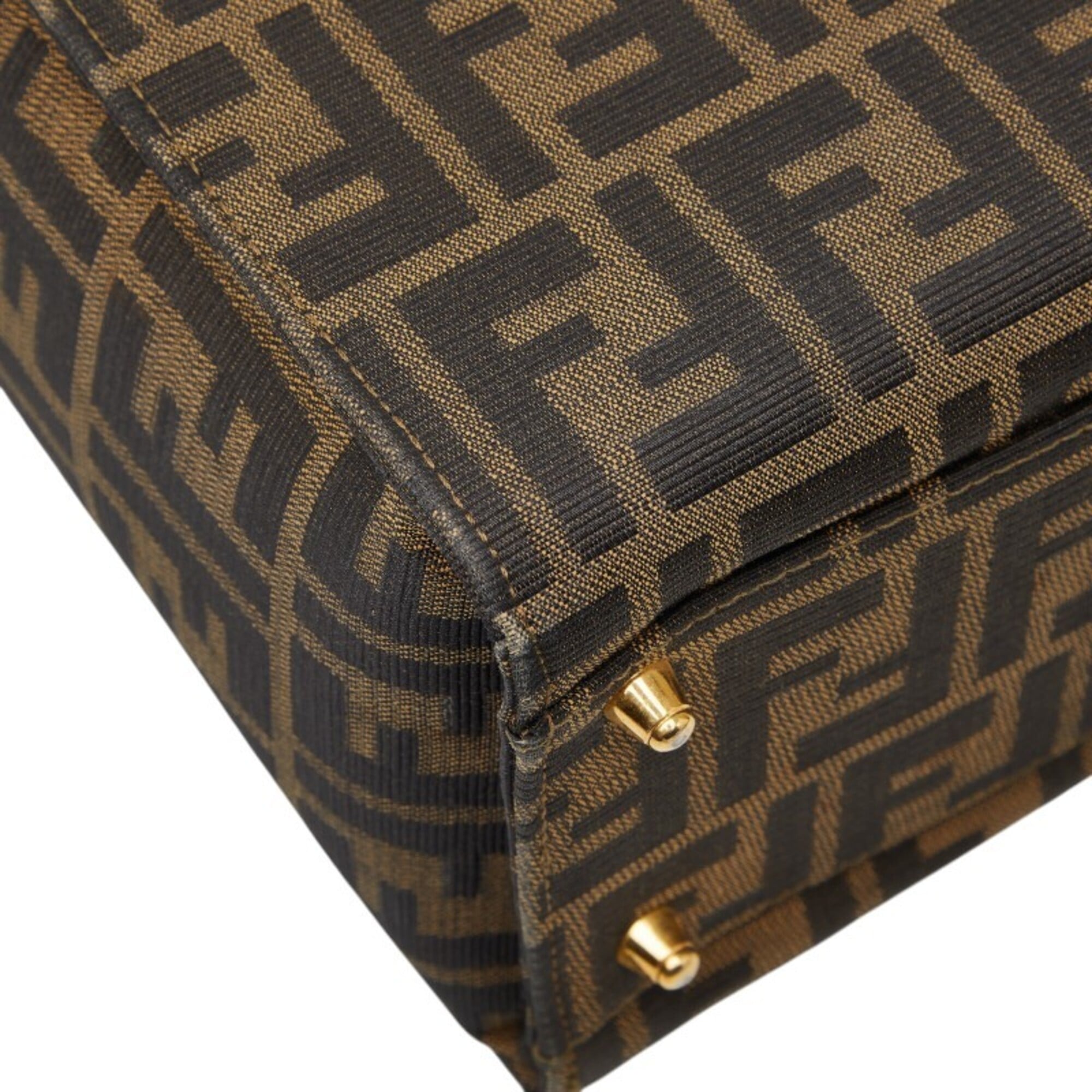 Fendi Brown Canvas Leather Handbag Shoulder Bag (Pre-Owned)