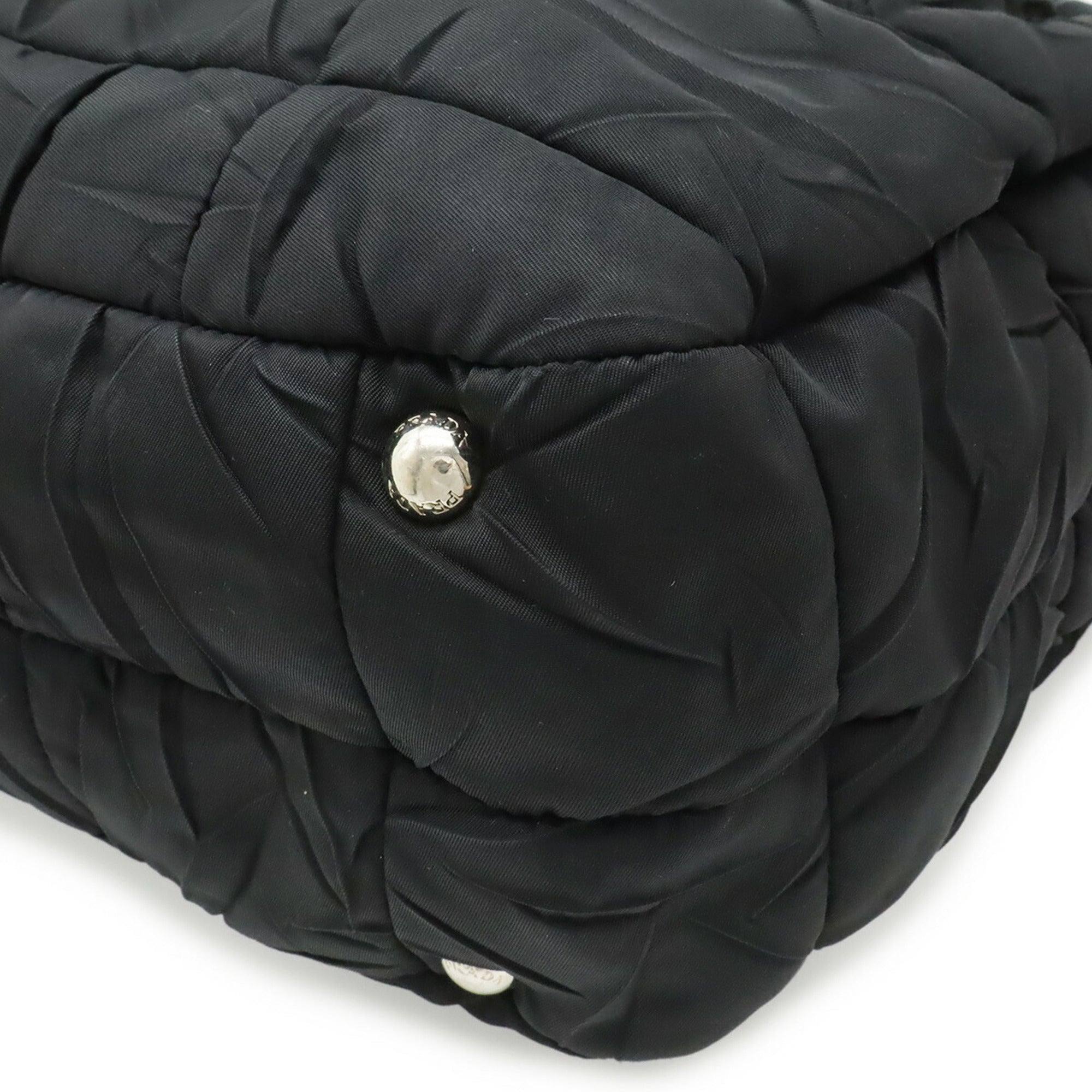 Prada Black Nero Nylon Leather Shoulder Bag Tote Bag (Pre-Owned)