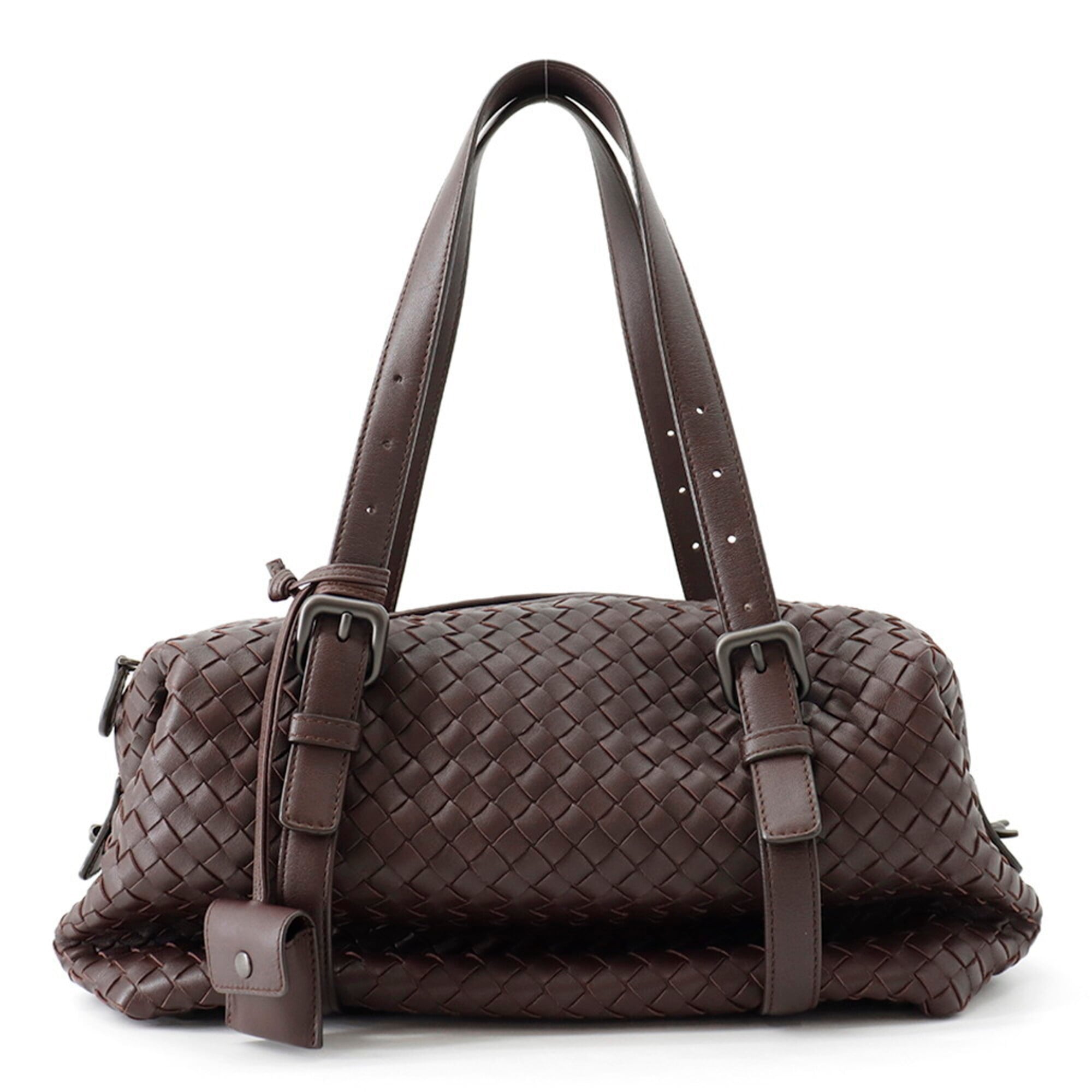 Bottega Veneta Intrecciato Bordeaux Leather Handbag (Pre-Owned)