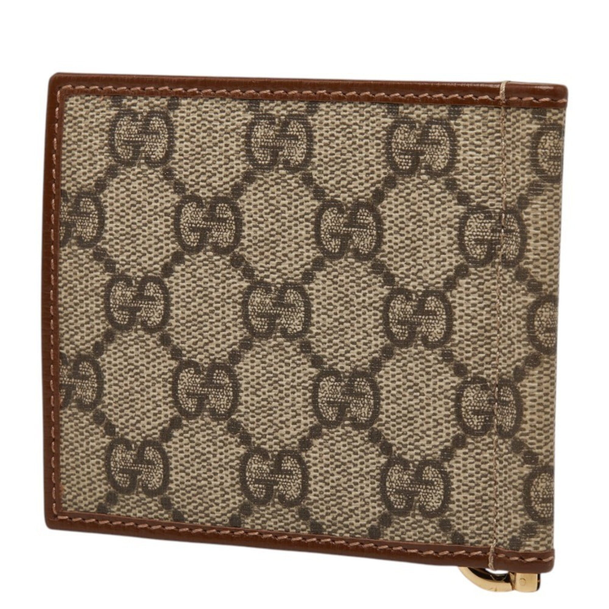 Gucci Gg Supreme Beige Brown Pvc Leather Money Clip (Pre-Owned)
