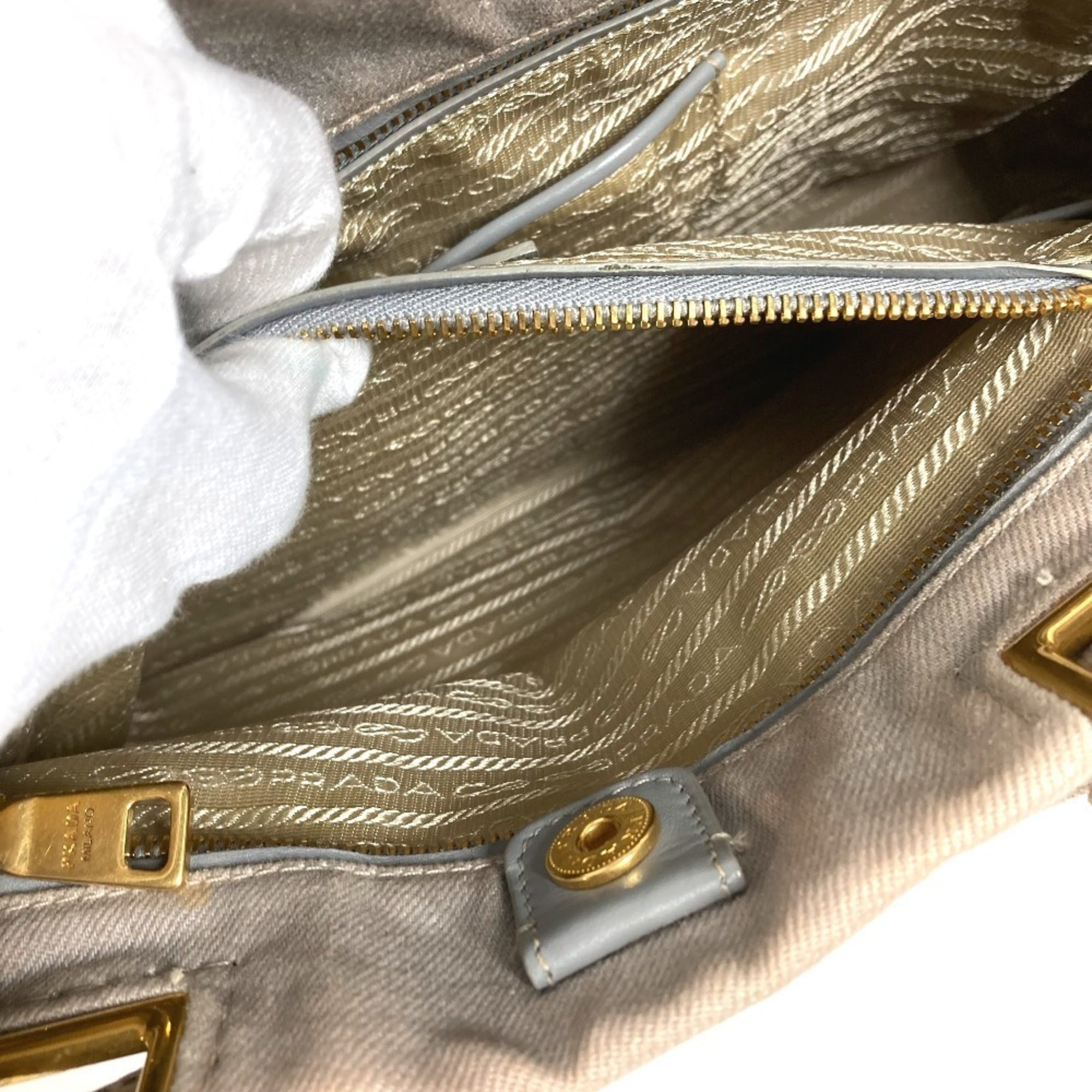 Prada Gray Canvas Handbag Tote Bag (Pre-Owned)