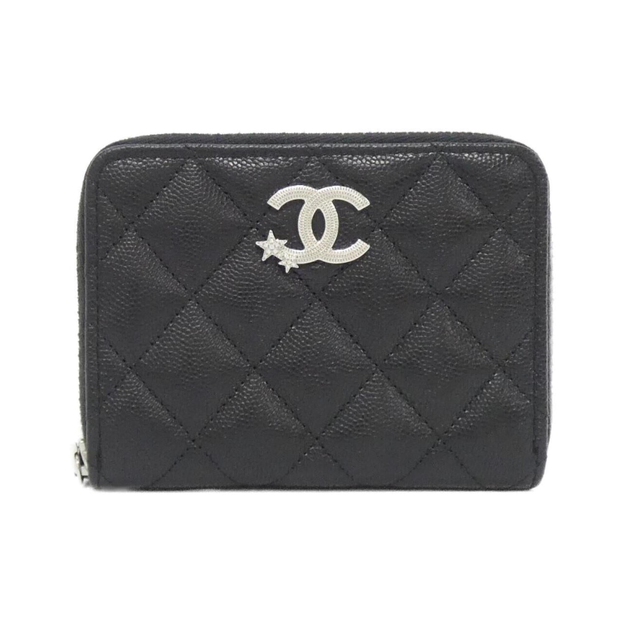 Chanel Black Grained Calfskin Wallet (Bi-Fold) (Pre-Owned)