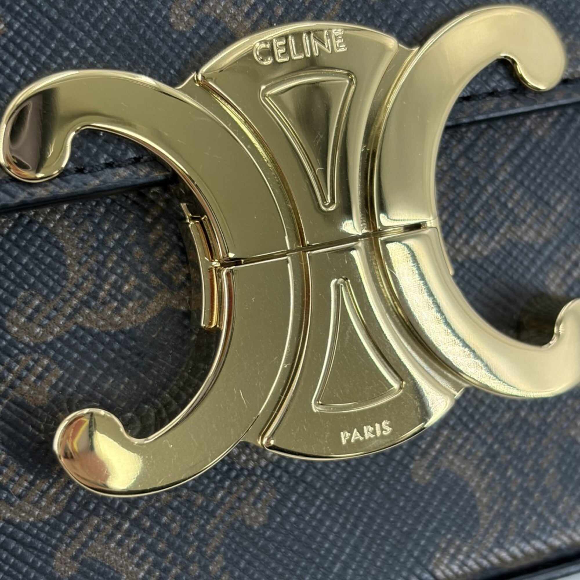 Celine Brown Coated Canvas Leather Shoulder Bag (Pre-Owned)