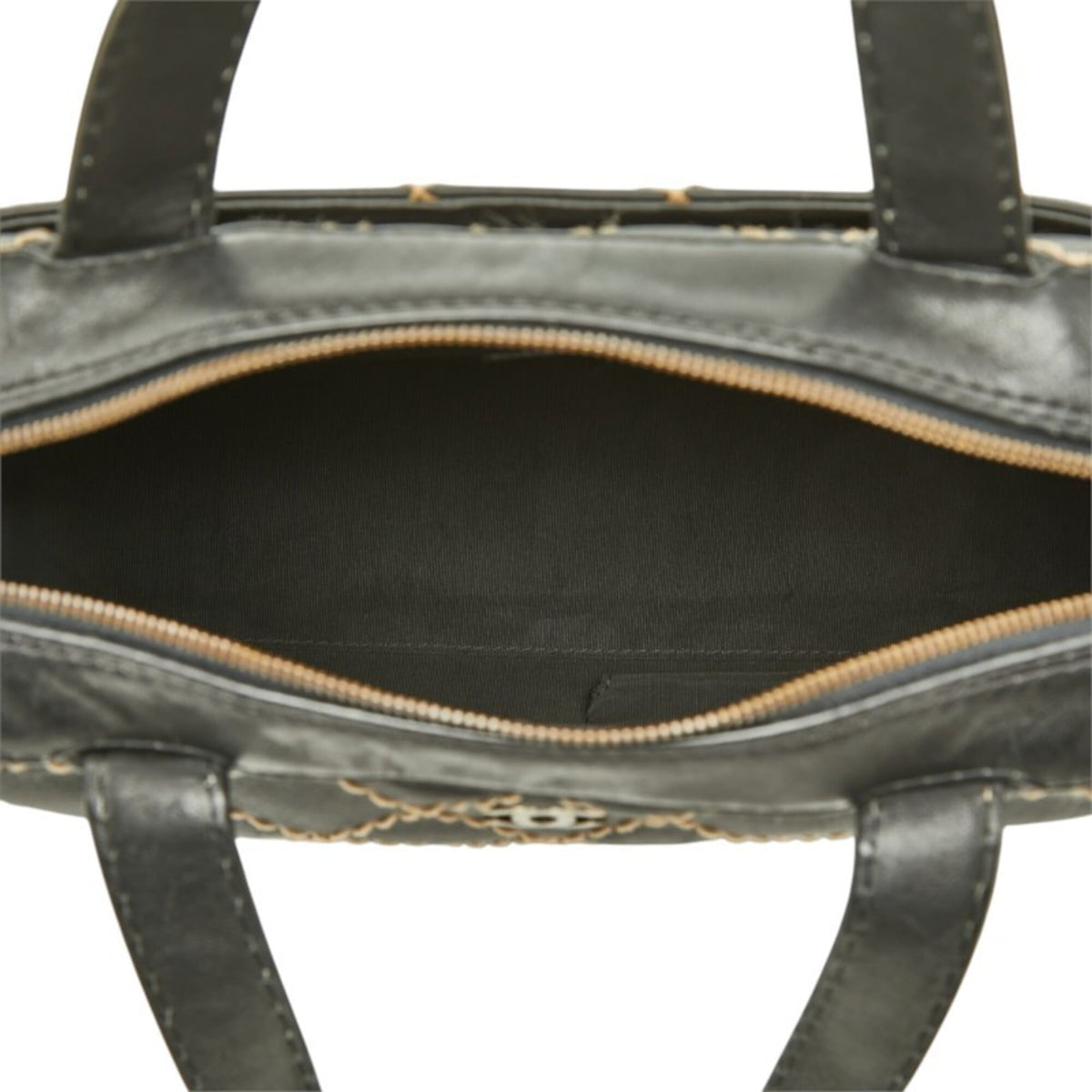 Chanel Black Leather Boston Bag Handbag (Pre-Owned)