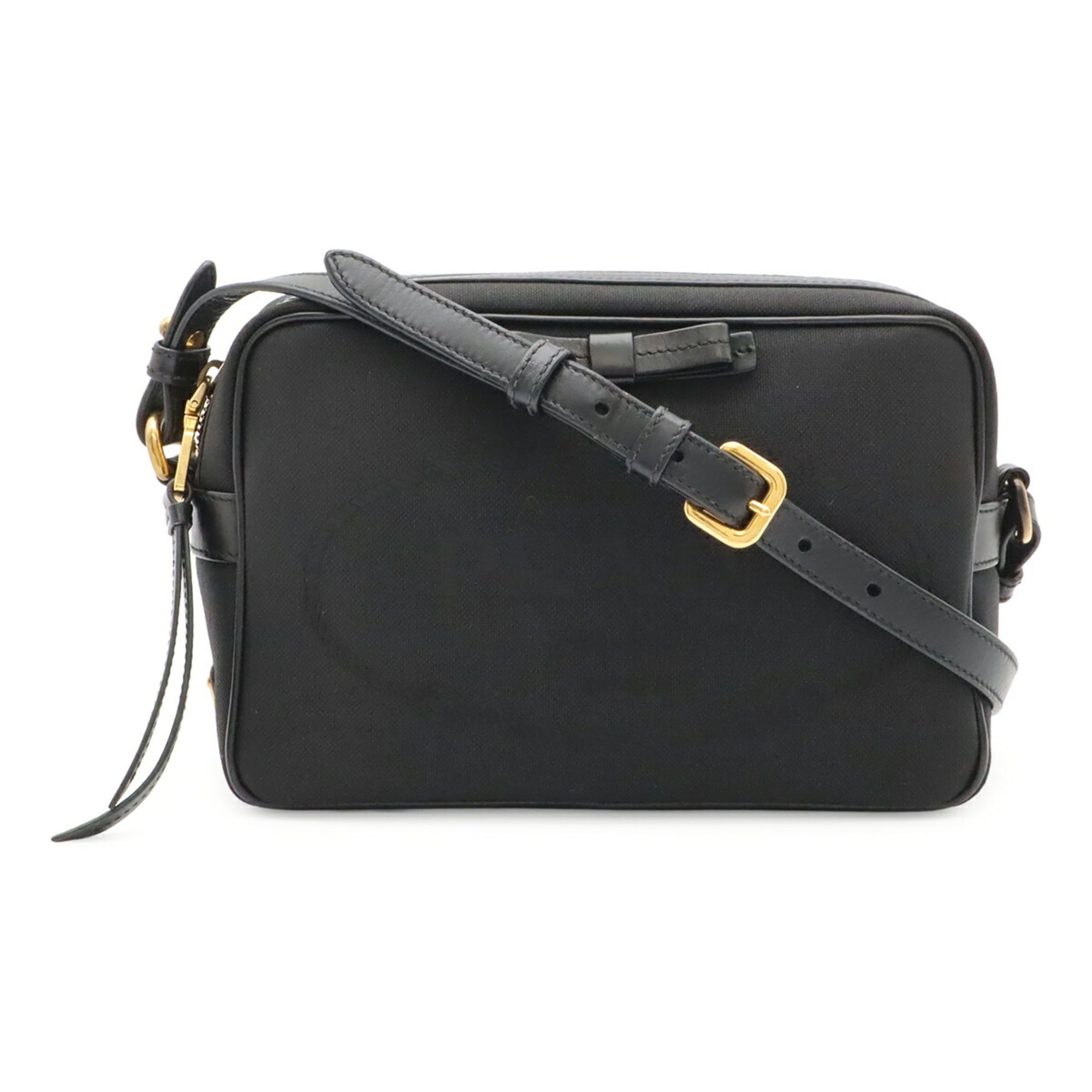 Prada Black Nero Canvas Leather Shoulder Bag (Pre-Owned)