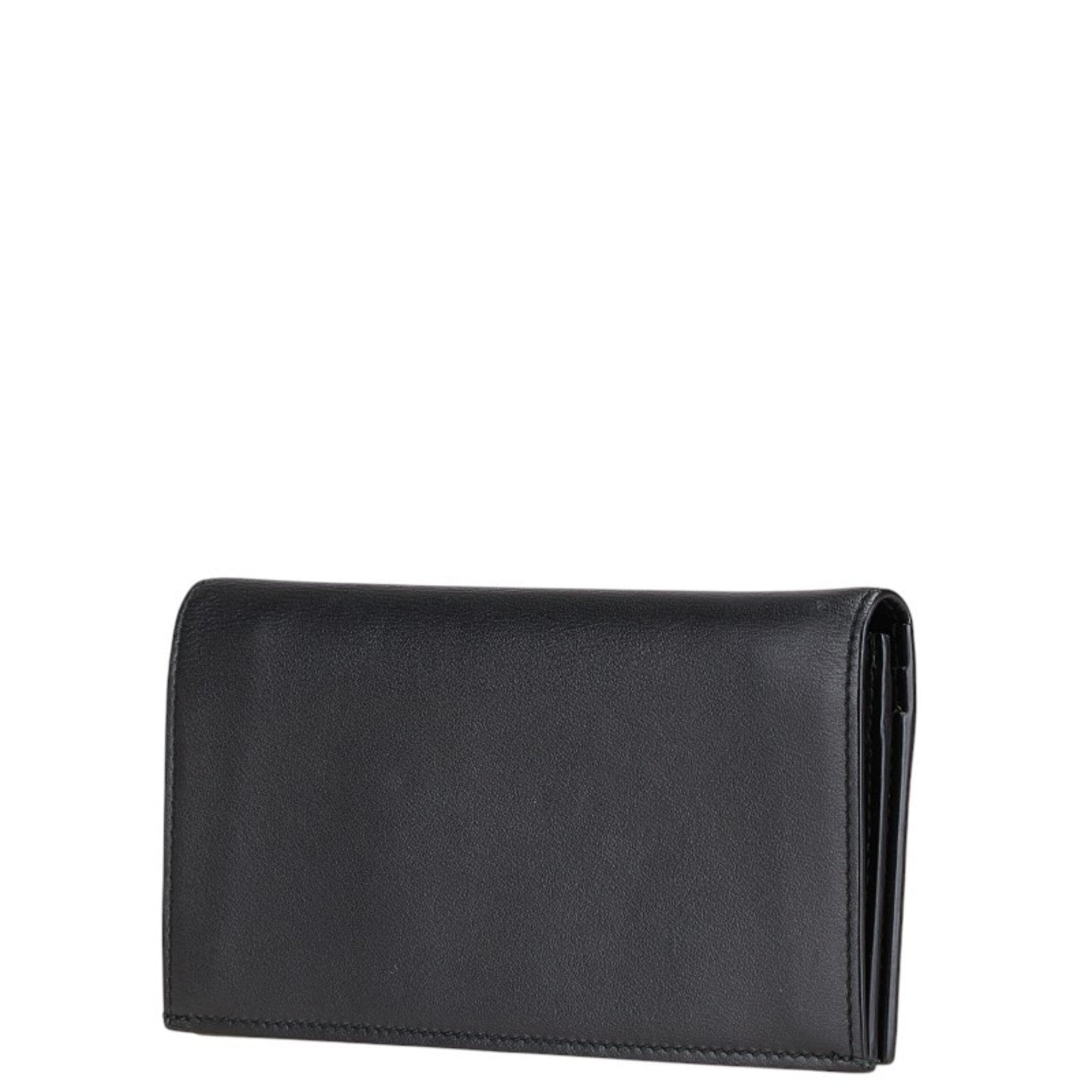 Salvatore Ferragamo Black Leather Long Wallet (Bi-Fold) (Pre-Owned)