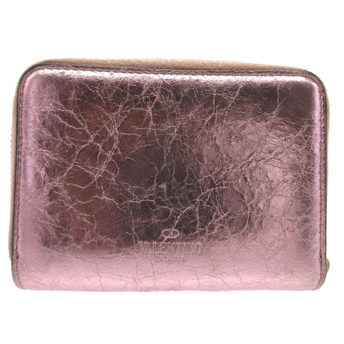 Valentino Metallic Pink Leather Wallet (Bi-Fold) (Pre-Owned)