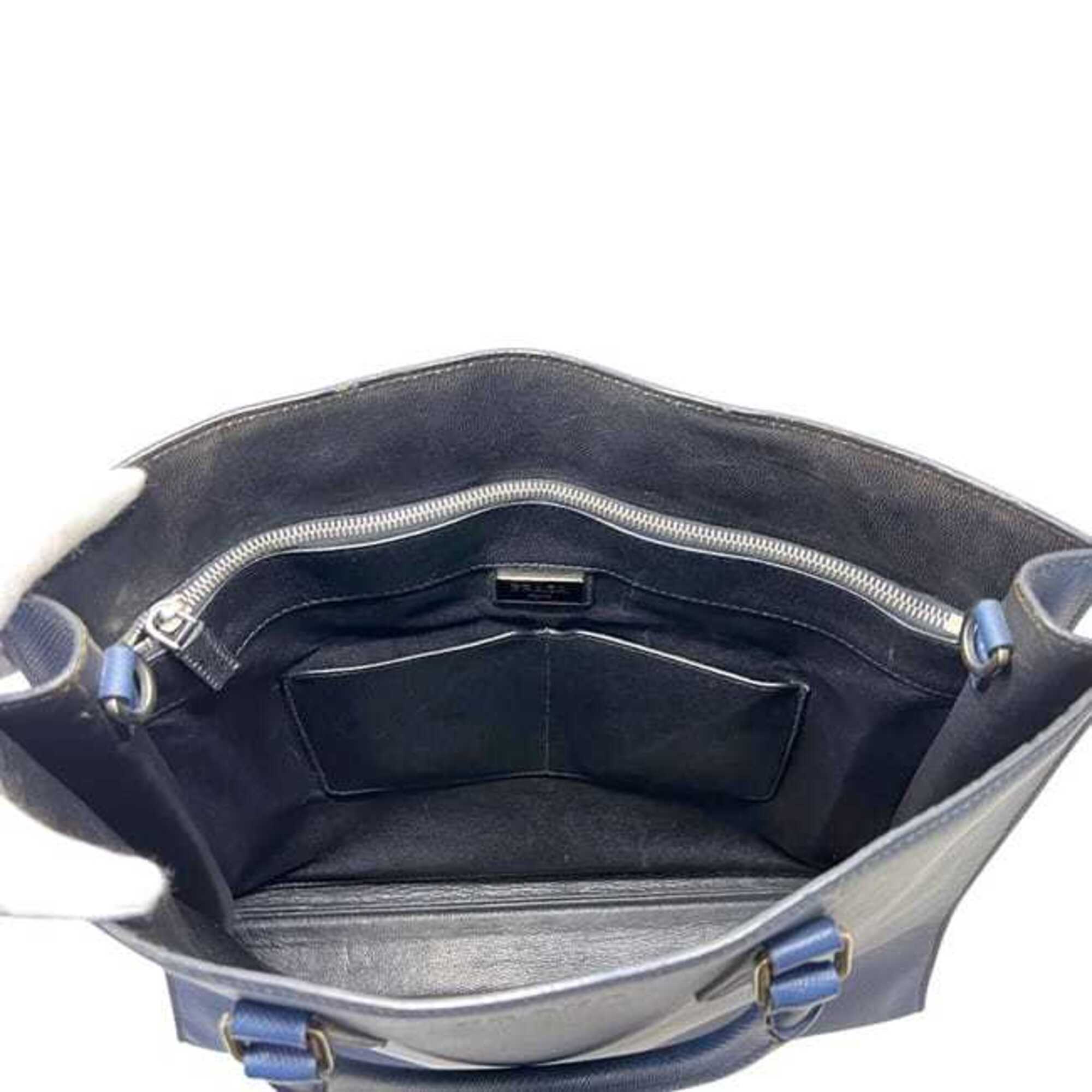 Prada Saffiano Blue Saffiano Leather Tote Bag (Pre-Owned)