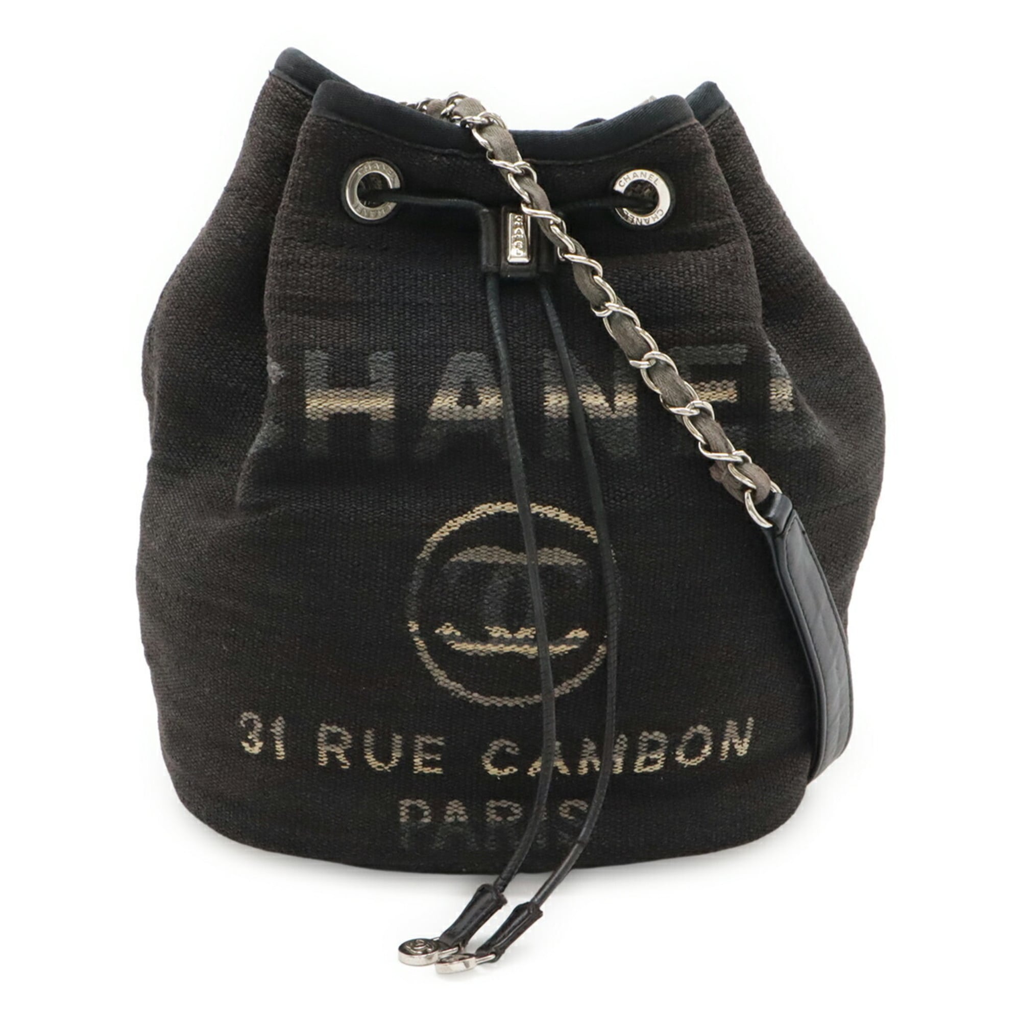 Chanel Multi-Color Navy Canvas Leather Shoulder Bag (Pre-Owned)