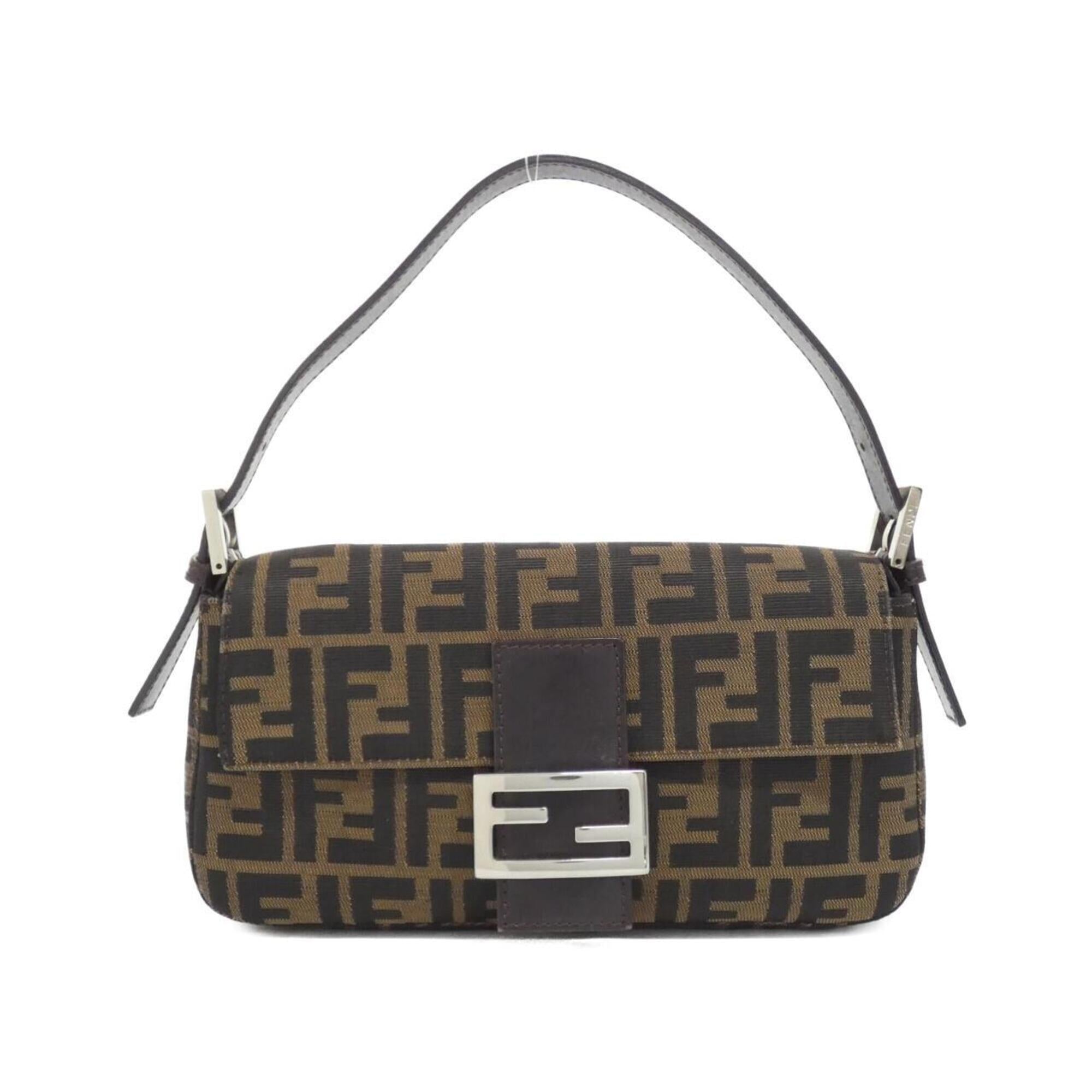 Fendi Baguette Brown Canvas Shoulder Bag (Pre-Owned)