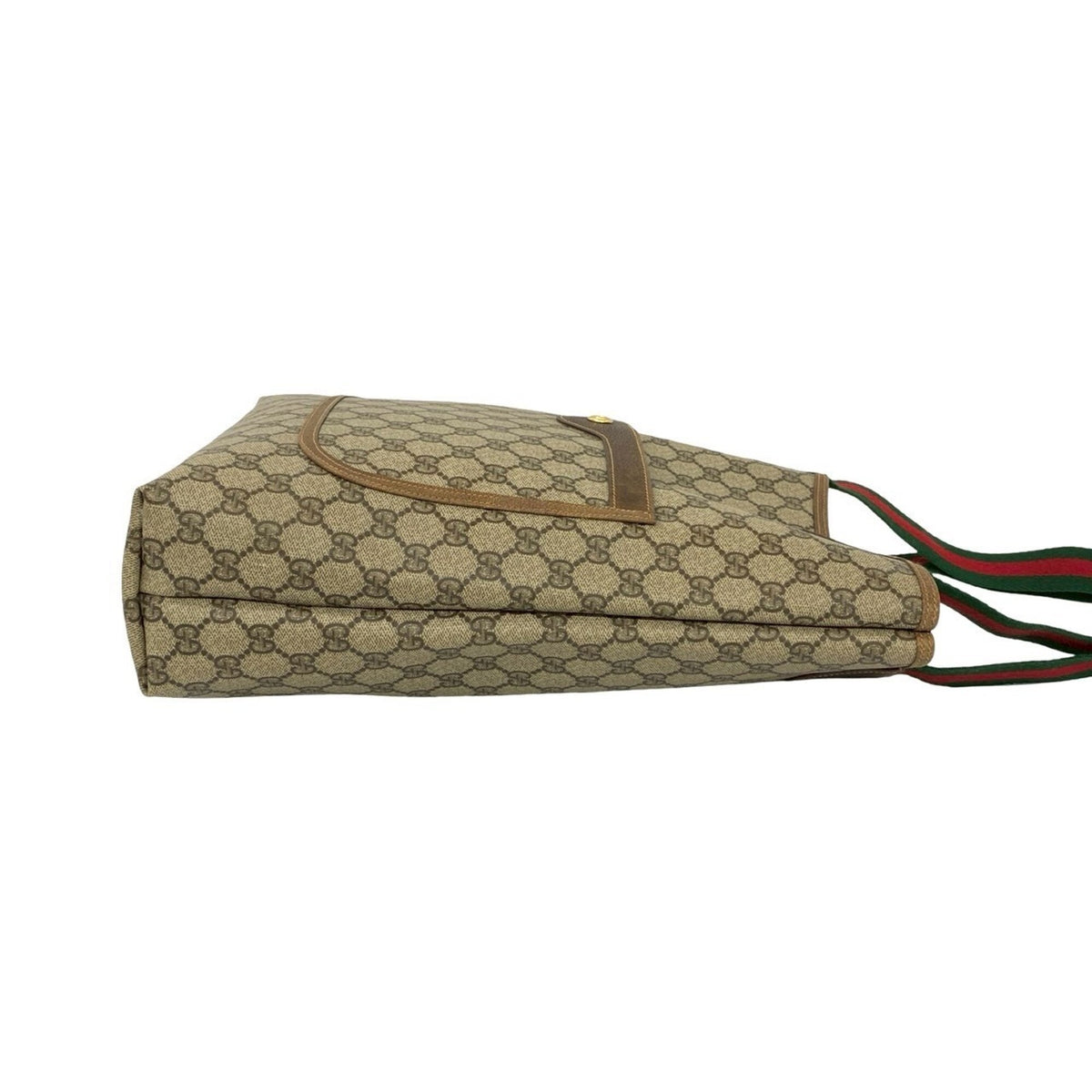 Gucci Brown Green Red Color Pvc Leather Handbag Tote Bag (Pre-Owned)