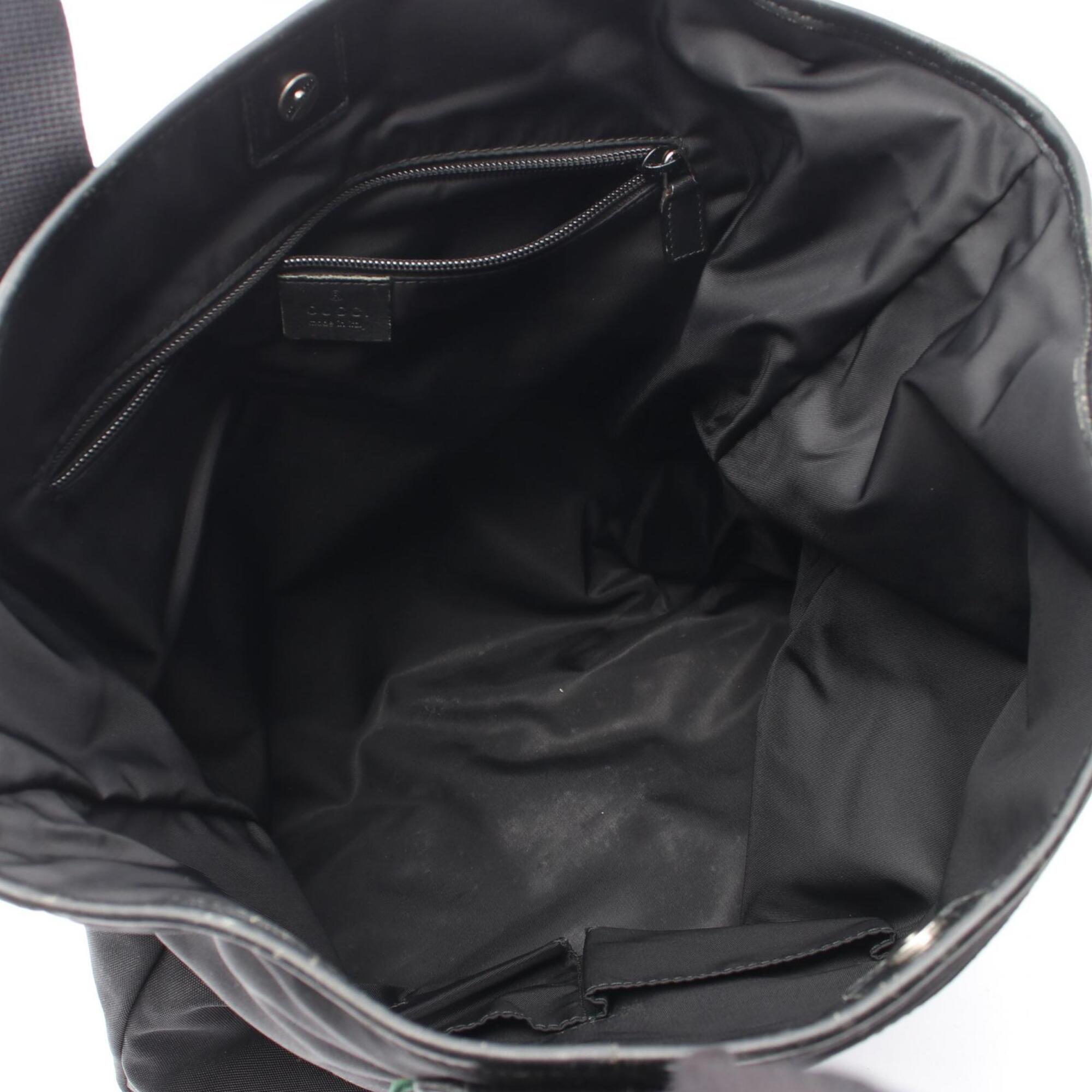 Gucci Black Canvas Leather Handbag Tote Bag (Pre-Owned)