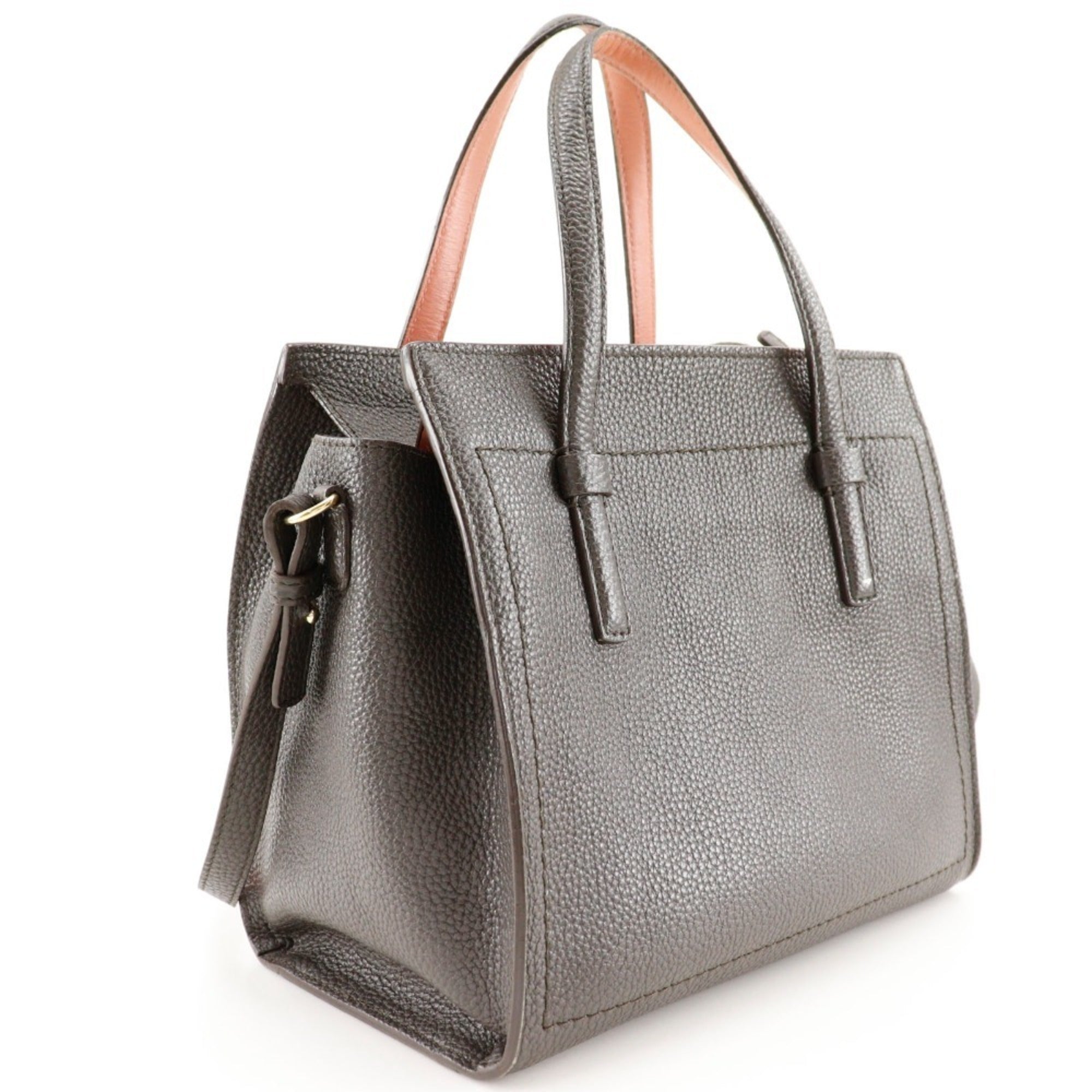 Salvatore Ferragamo Brown Pink Leather Handbag (Pre-Owned)