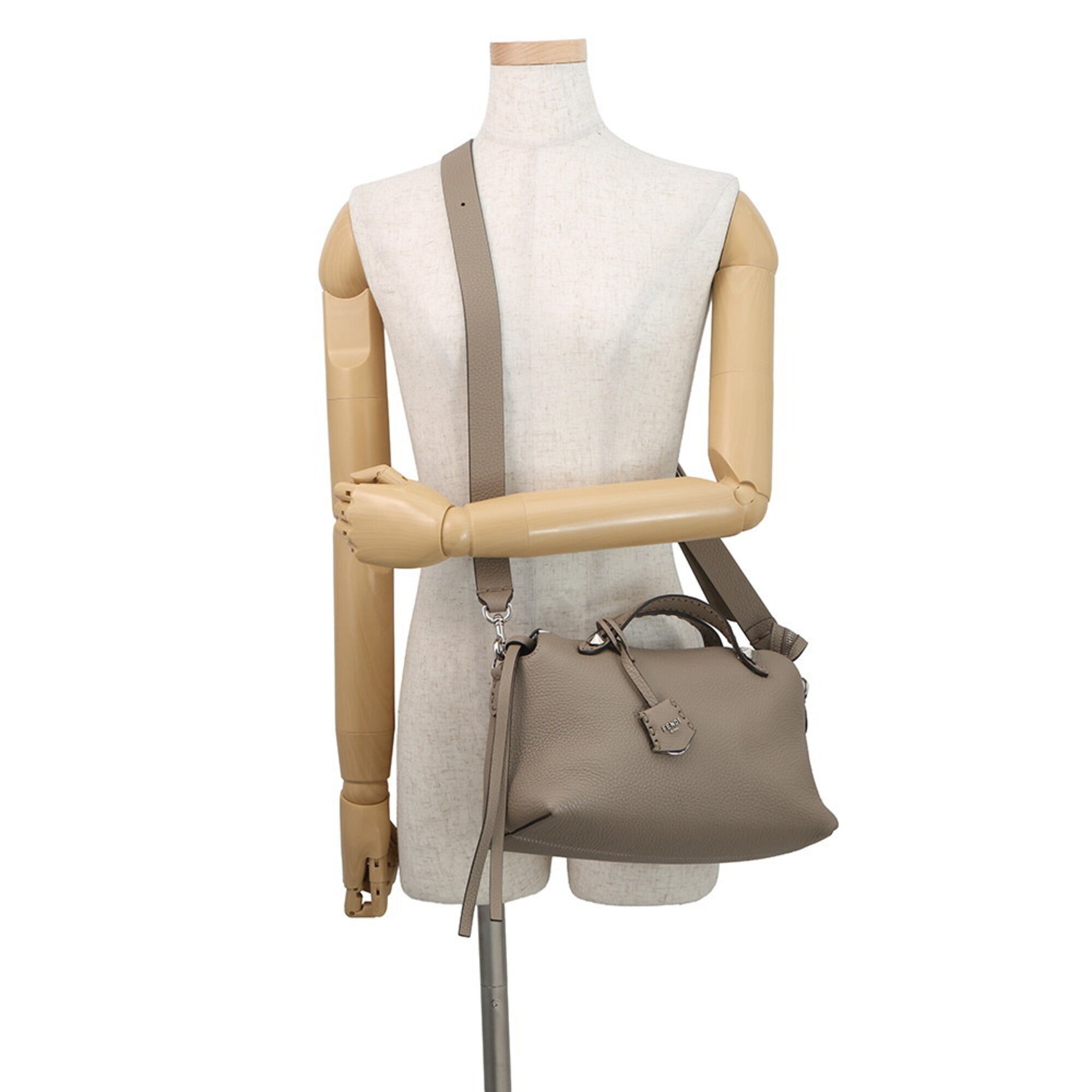 Fendi By The Way Grayish Leather Handbag (Pre-Owned)