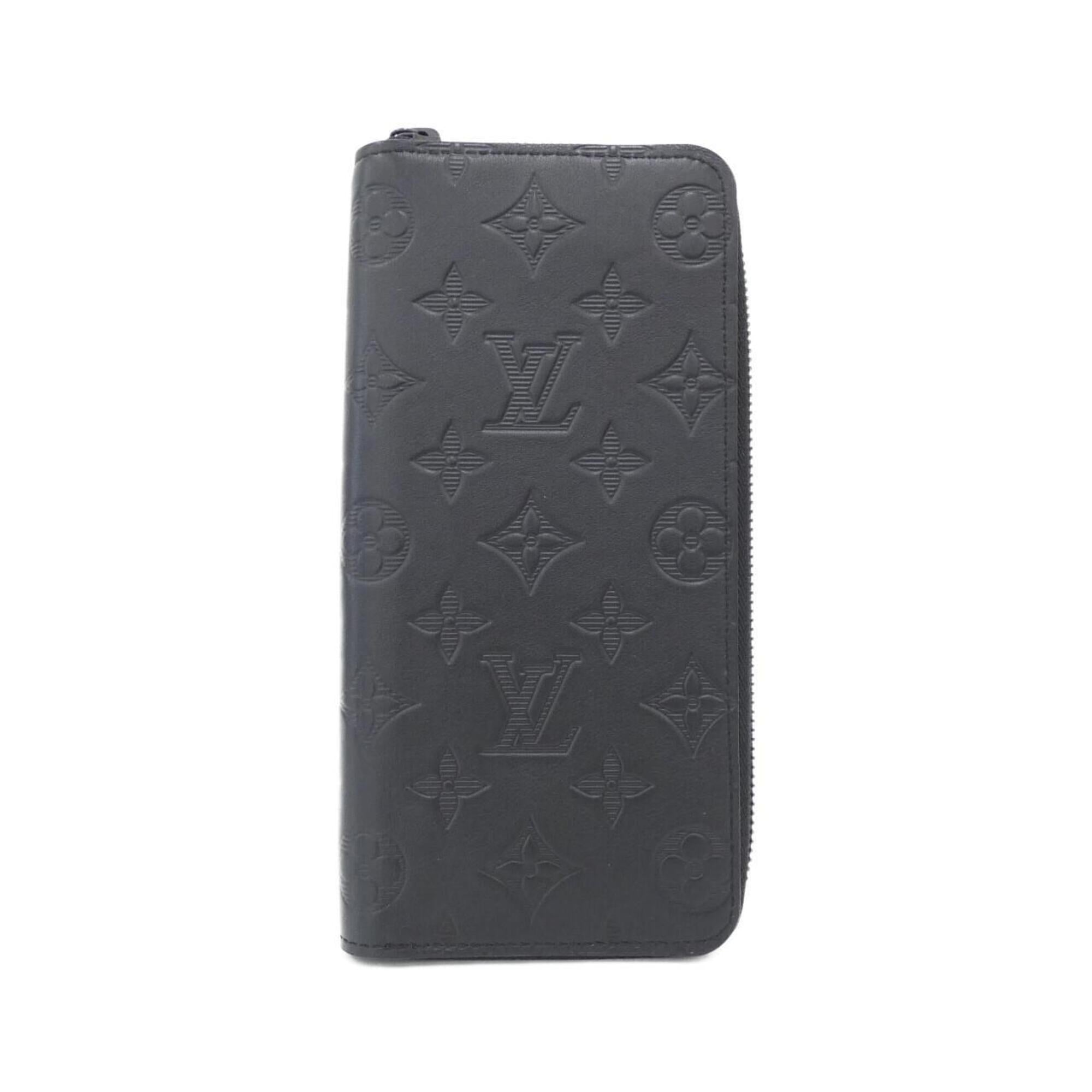 Louis Vuitton Monogram Shadow Black Leather Long Wallet (Bi-Fold) (Pre-Owned)