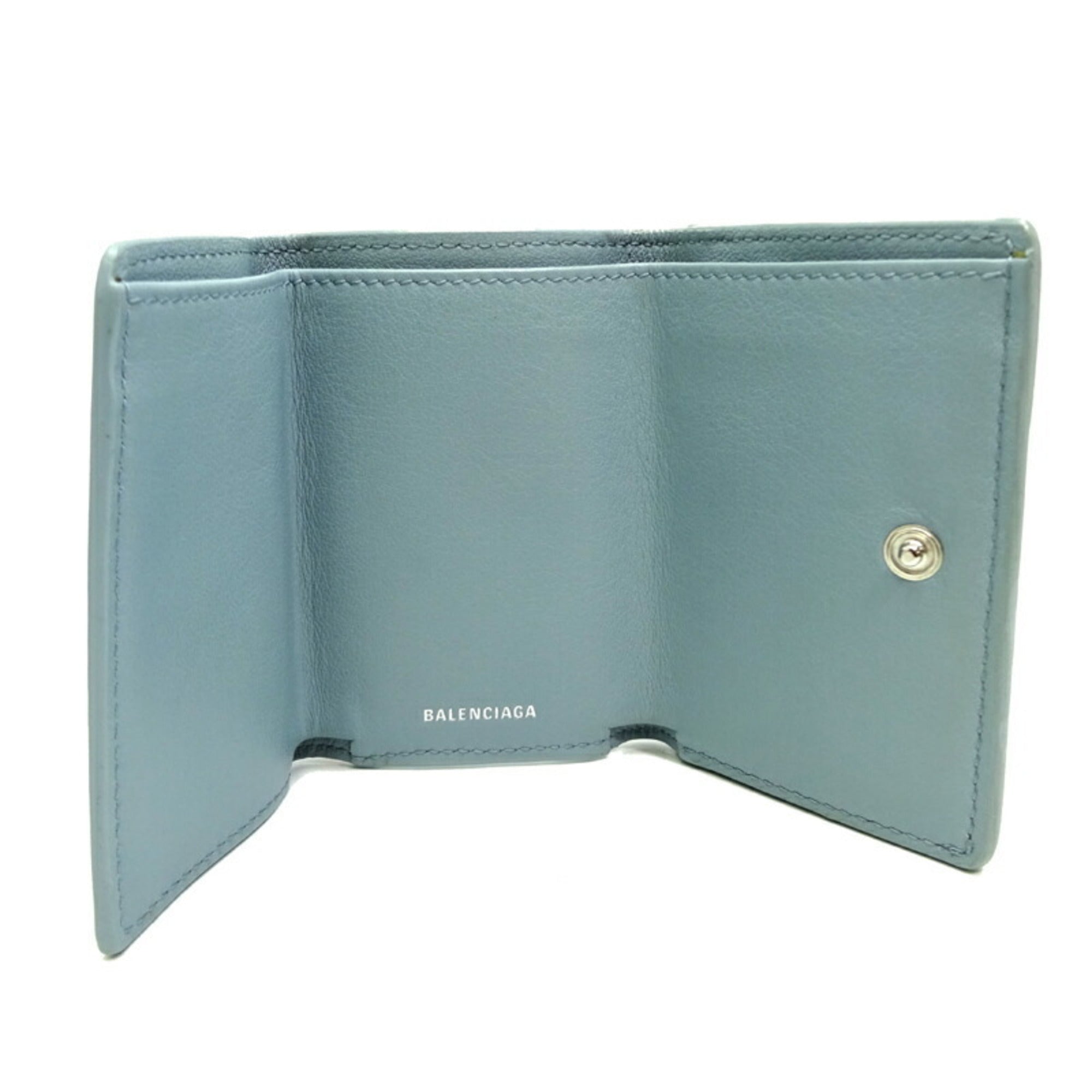 Balenciaga Light Blue Leather Wallet (Tri-Fold) (Pre-Owned)