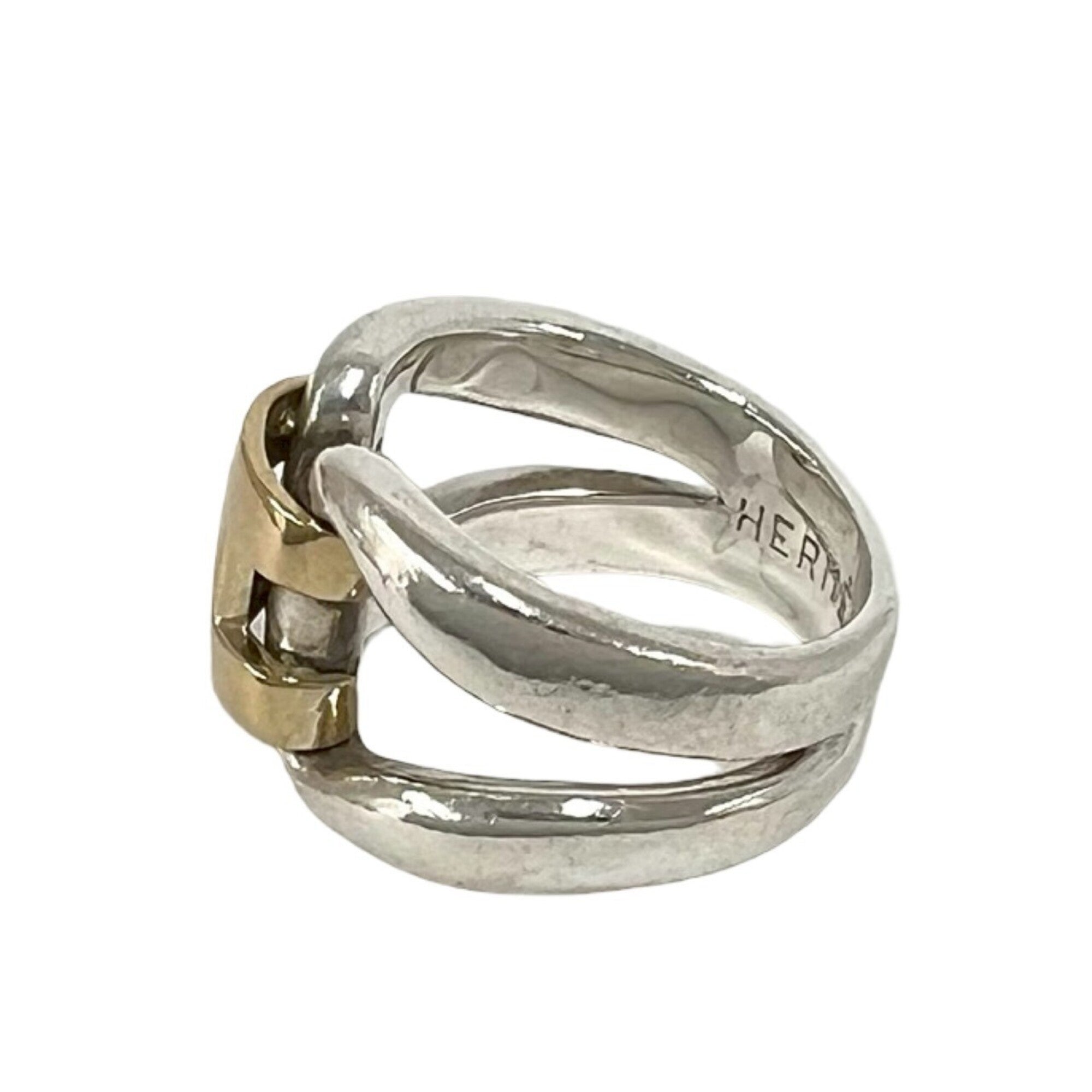 Hermes Gold Silver Yellow Gold (18K) Silver 925 Band Ring (Pre-Owned)
