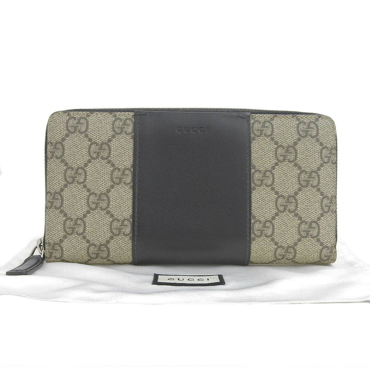Gucci Beige Black Gg Supreme Long Wallet (Bi-Fold) (Pre-Owned)
