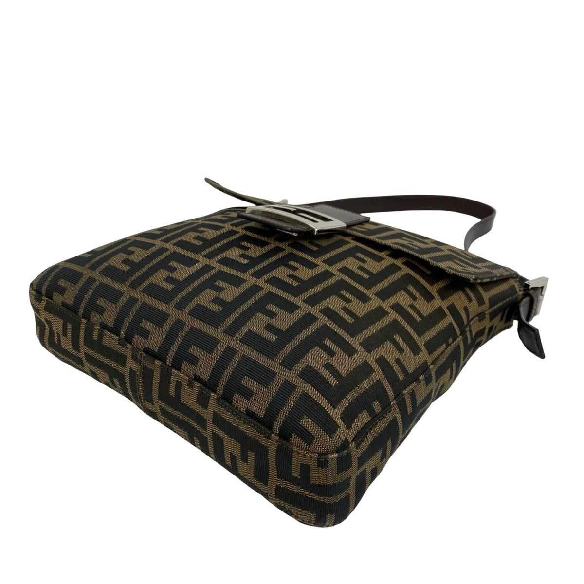 Fendi Black Brown Canvas Leather Shoulder Bag (Pre-Owned)
