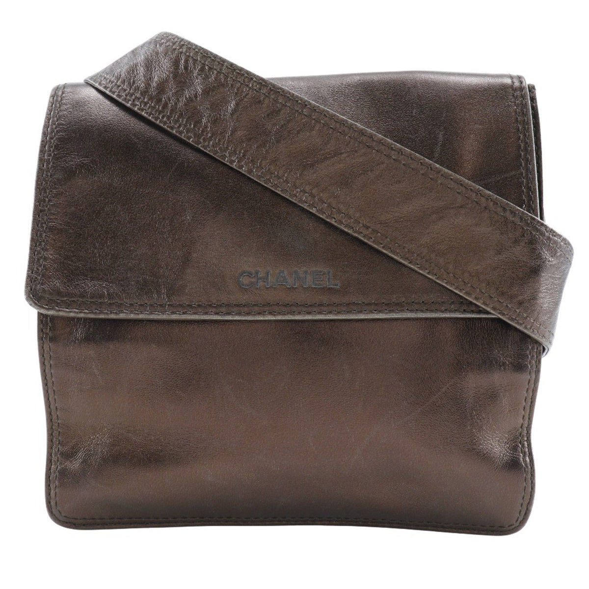 Chanel Bronze Leather Shoulder Bag (Pre-Owned)