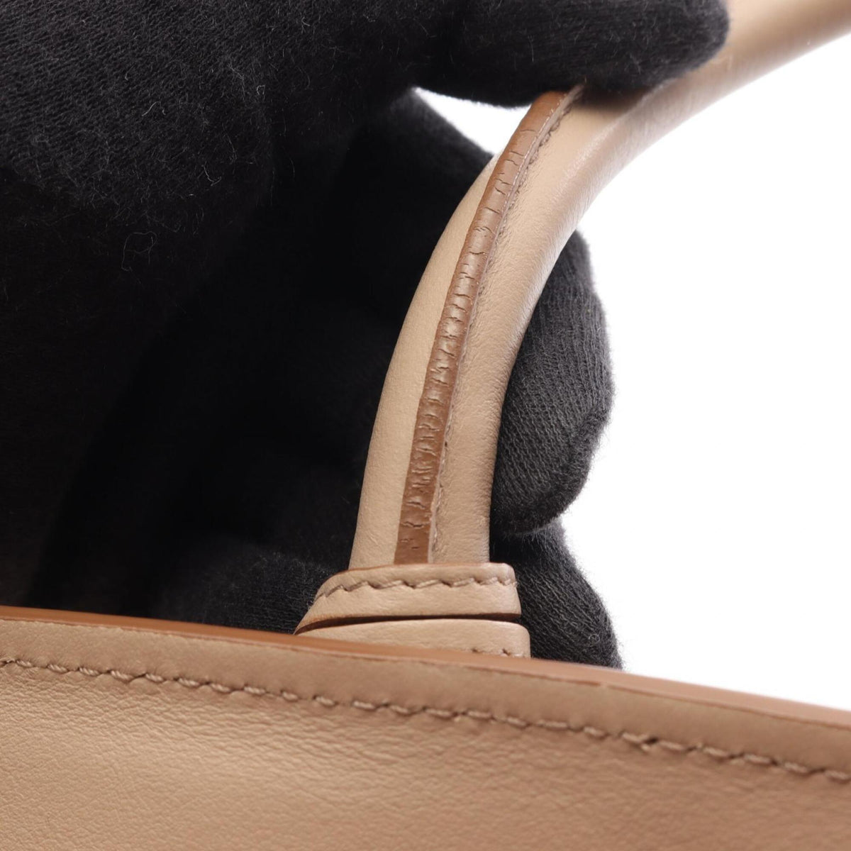 Prada Saffiano Beige Leather Handbag (Pre-Owned)