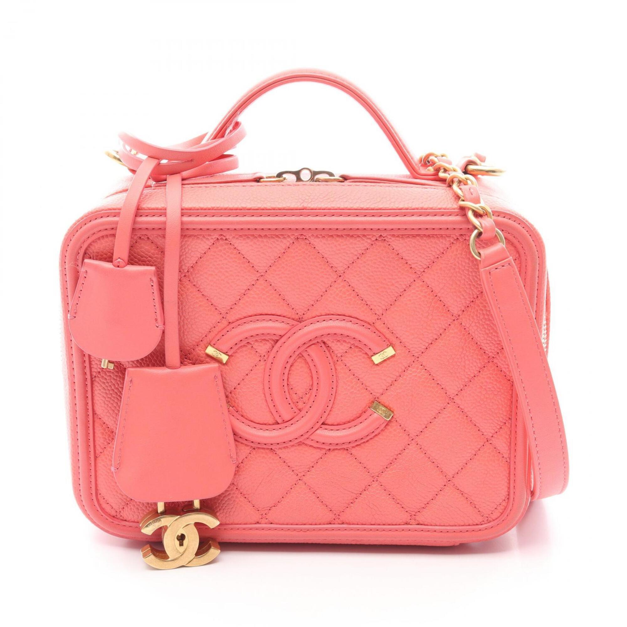 Chanel Pink Grained Calfskin Handbag Shoulder Bag Vanity Bag (Pre-Owned)