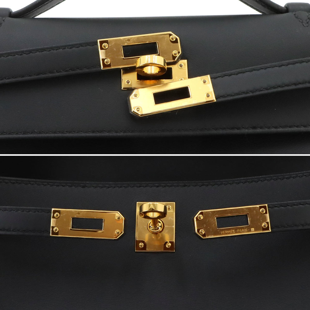 Hermes Kelly Black Swift Leather Handbag (Pre-Owned)