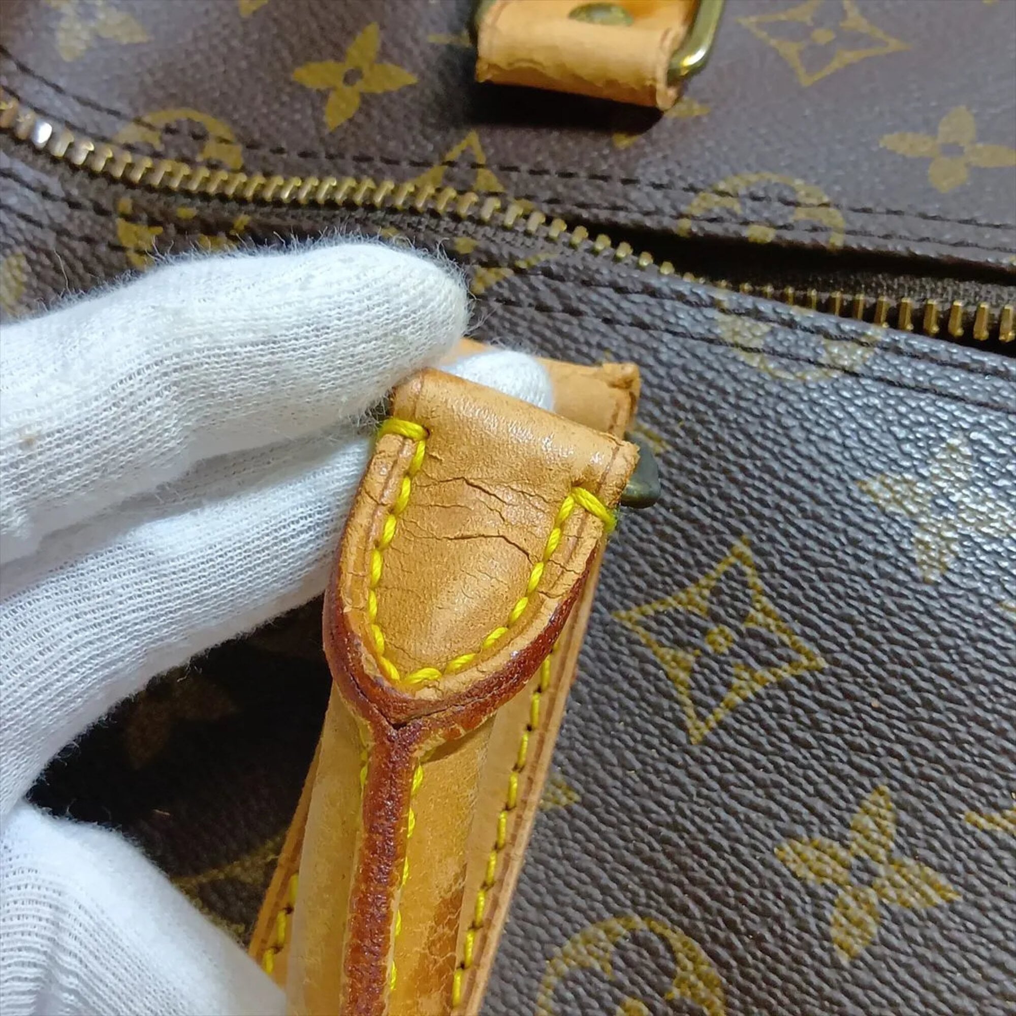 Louis Vuitton Brown Leather Coated Canvas Boston Bag Tote Bag (Pre-Owned)