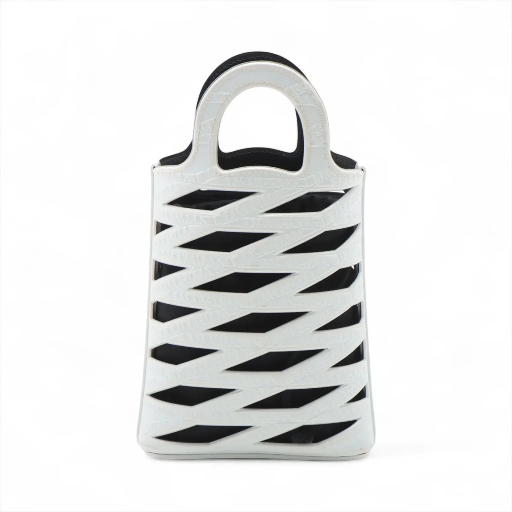 Balenciaga White Leather Basket Handbag Shoulder Bag (Pre-Owned)