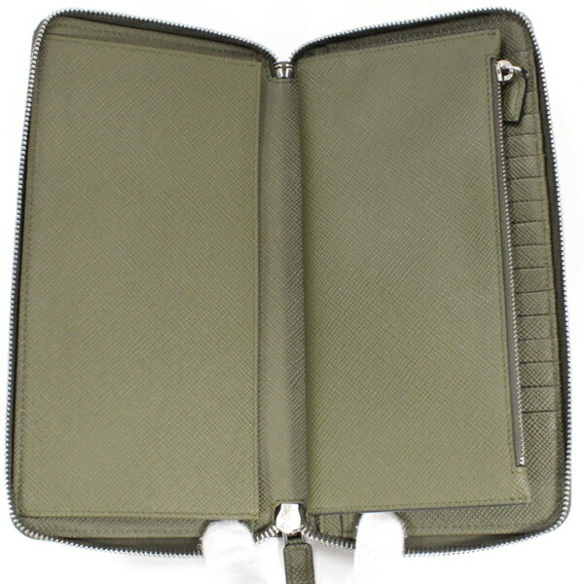 Prada Khaki Saffiano Long Wallet (Bi-Fold) (Pre-Owned)