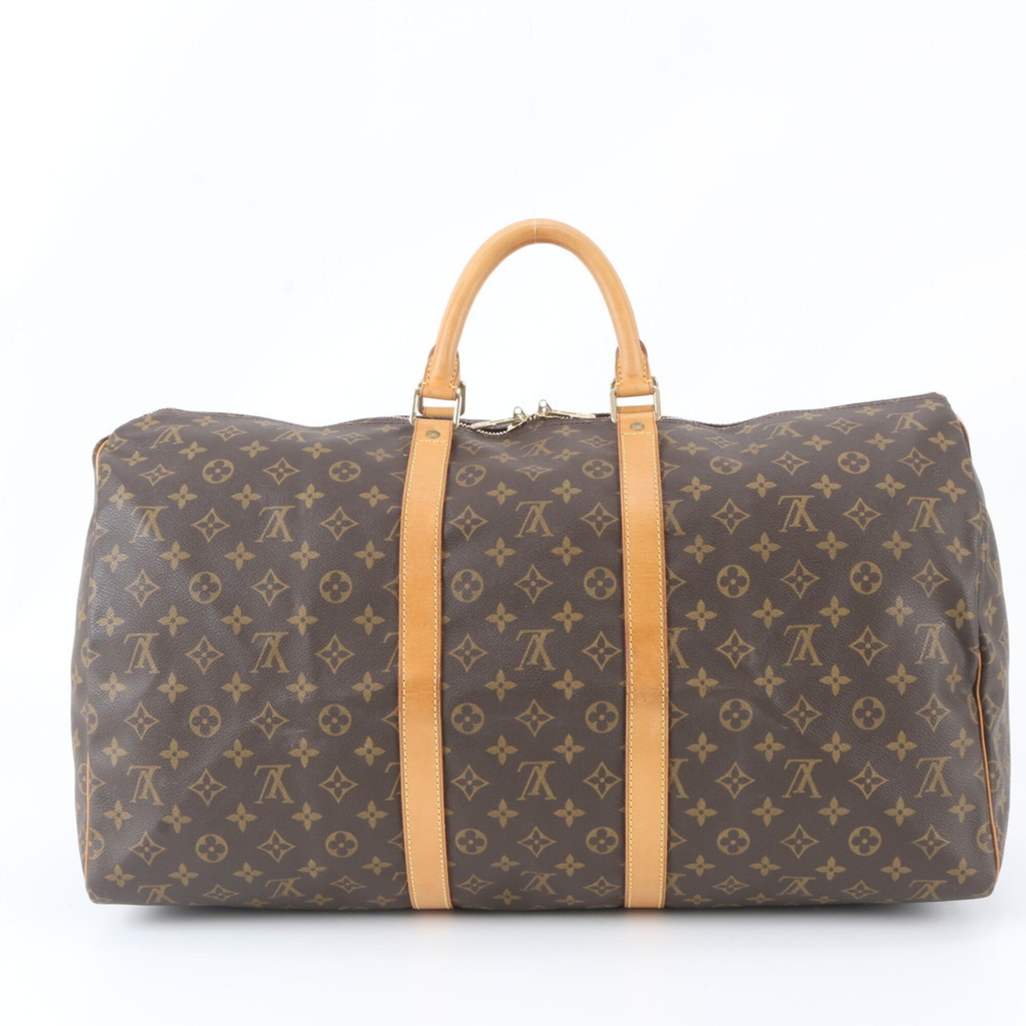 Louis Vuitton Brown Leather Coated Canvas Boston Bag Tote Bag (Pre-Owned)