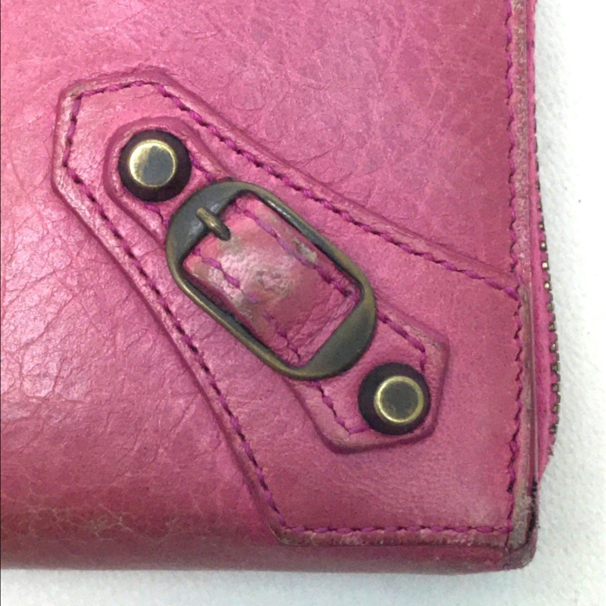 Balenciaga Pink Leather Long Wallet (Bi-Fold) (Pre-Owned)