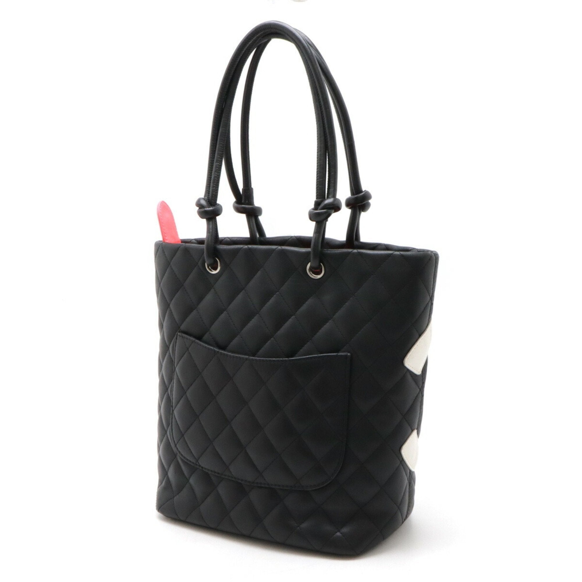 Chanel Black White Cambon Ligne Shoulder Bag Tote Bag (Pre-Owned)